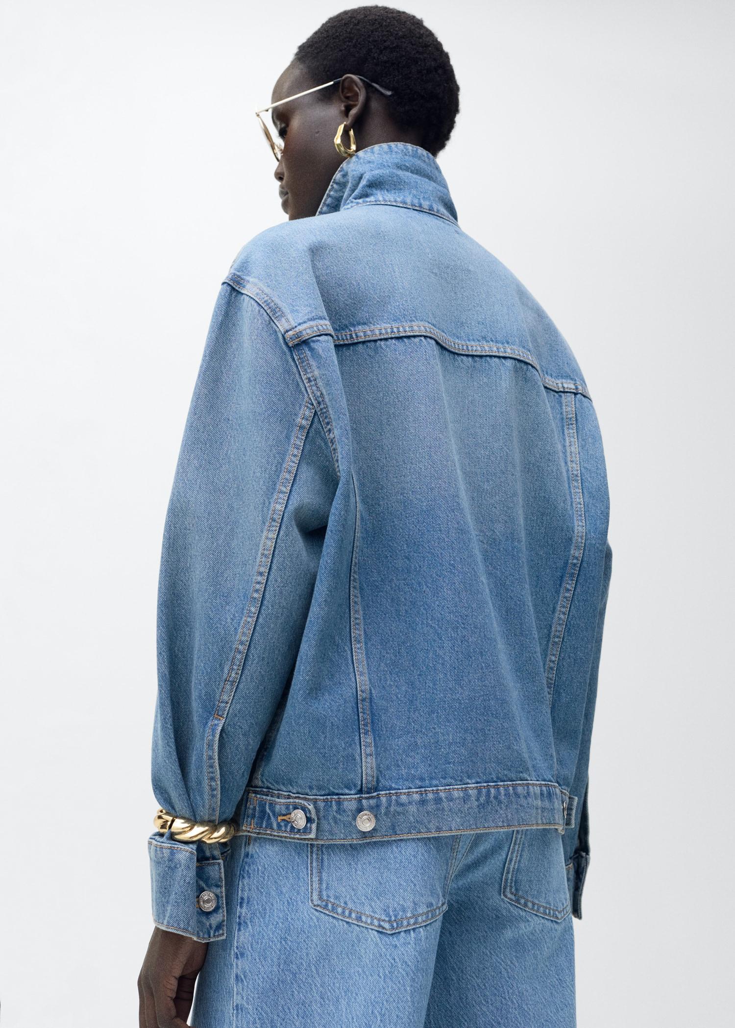 Oversized denim jacket with pockets - Women | MANGO USA Product Image