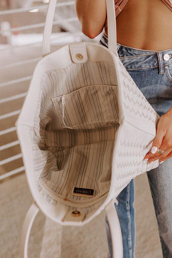 Boston Market Faux Leather Tote In Cream Product Image