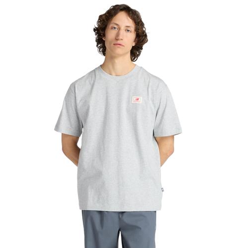 New Balance Mens New Balance Woven Label T-Shirt - Mens White/Red/Athletic Grey Product Image