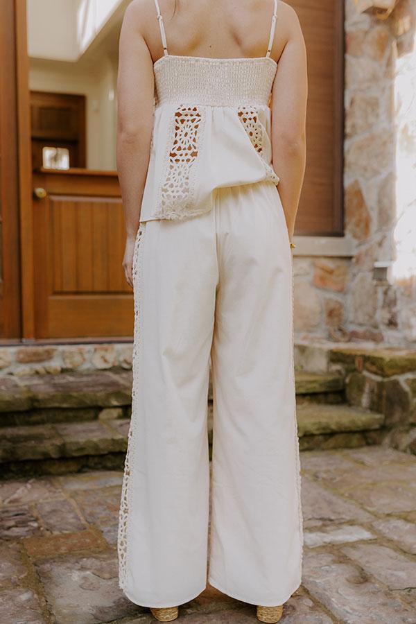 Boheme Bay High Waist Crochet Wide Leg Pants in Cream Product Image