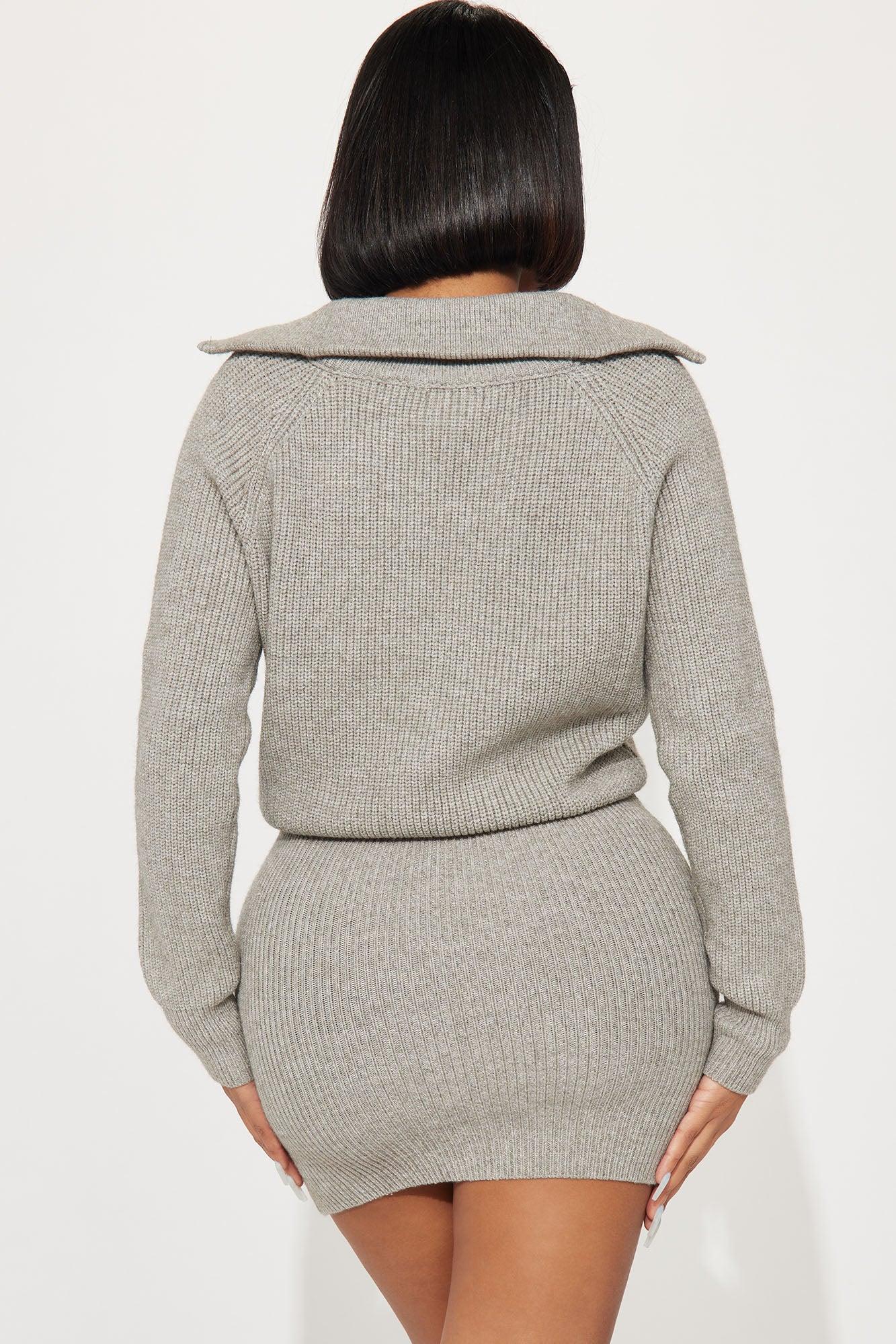 Ashley Sweater Mini Dress - Heather Grey Product Image