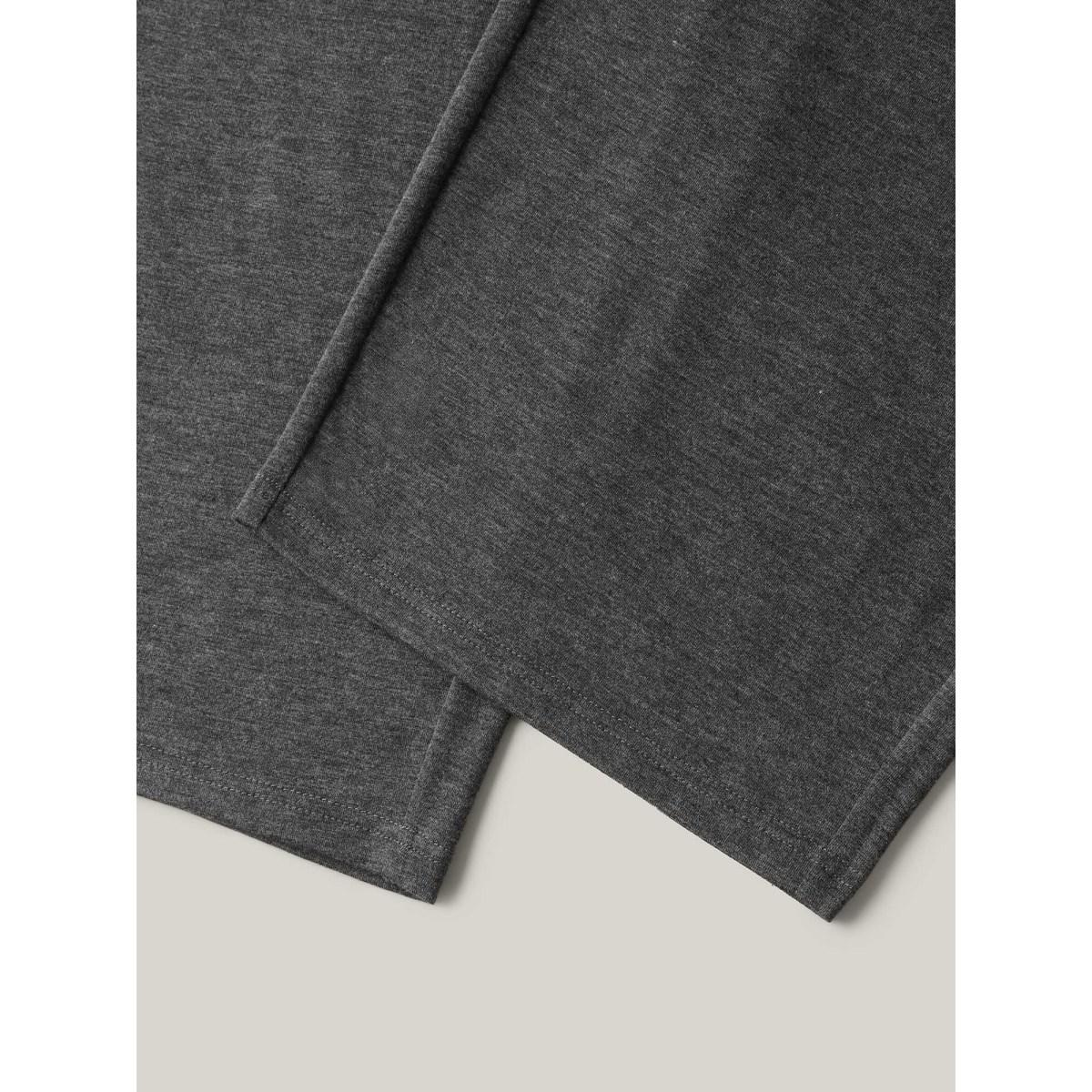 Plus Size Mixed Color Wide Waistband Pants Women DimGray Casual Wide Leg Mid Rise Everyday Pants BloomChic 18-20/2X Product Image