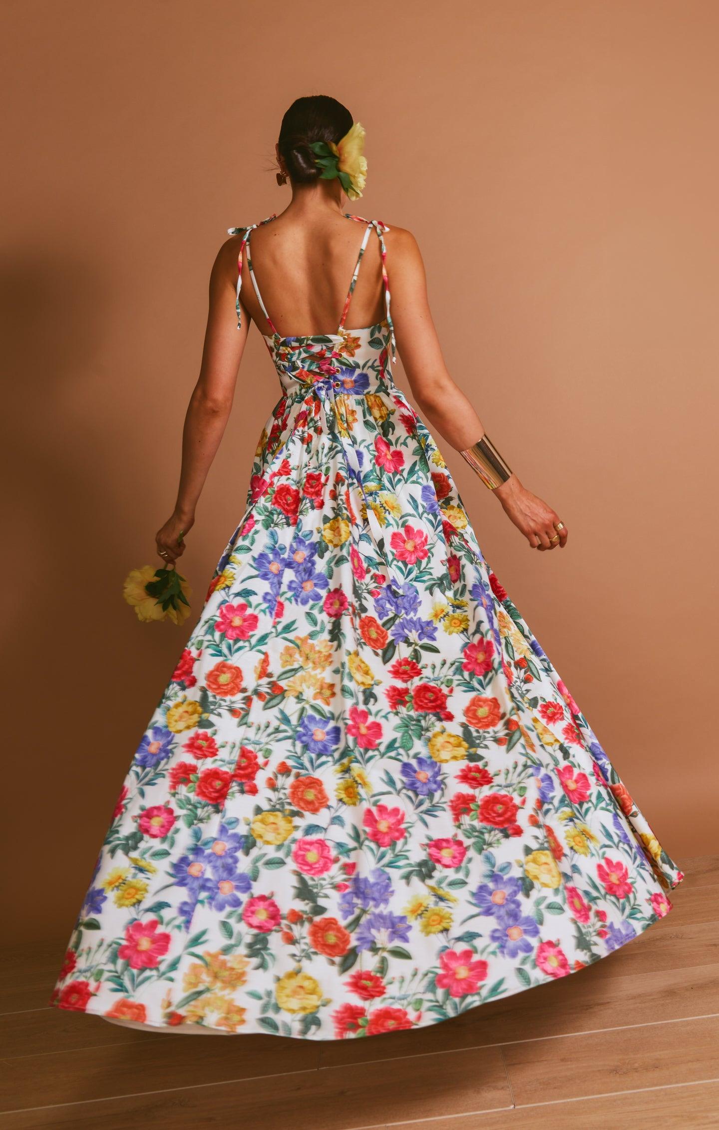 Juliet Maxi Dress ~ Charm Peony White Taffeta Product Image