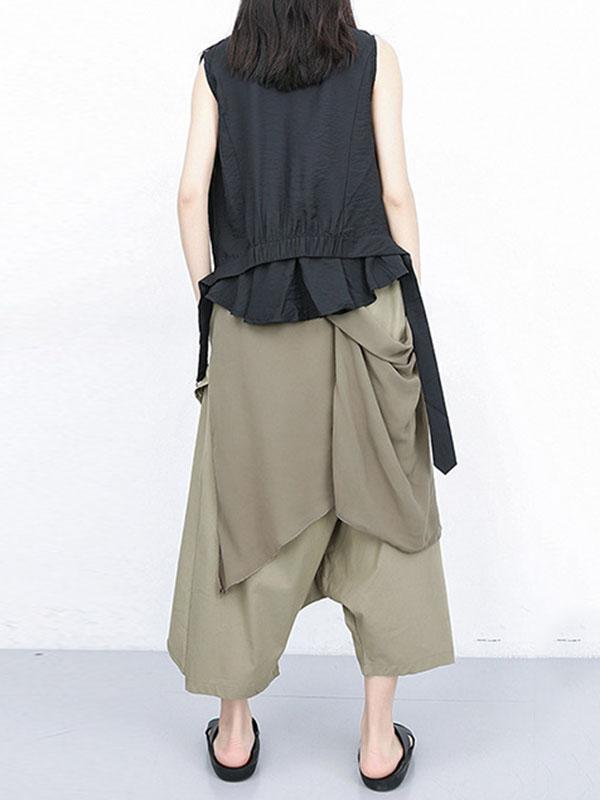 Harem Pants Loose Pleated Solid Color Ninth Pants Product Image