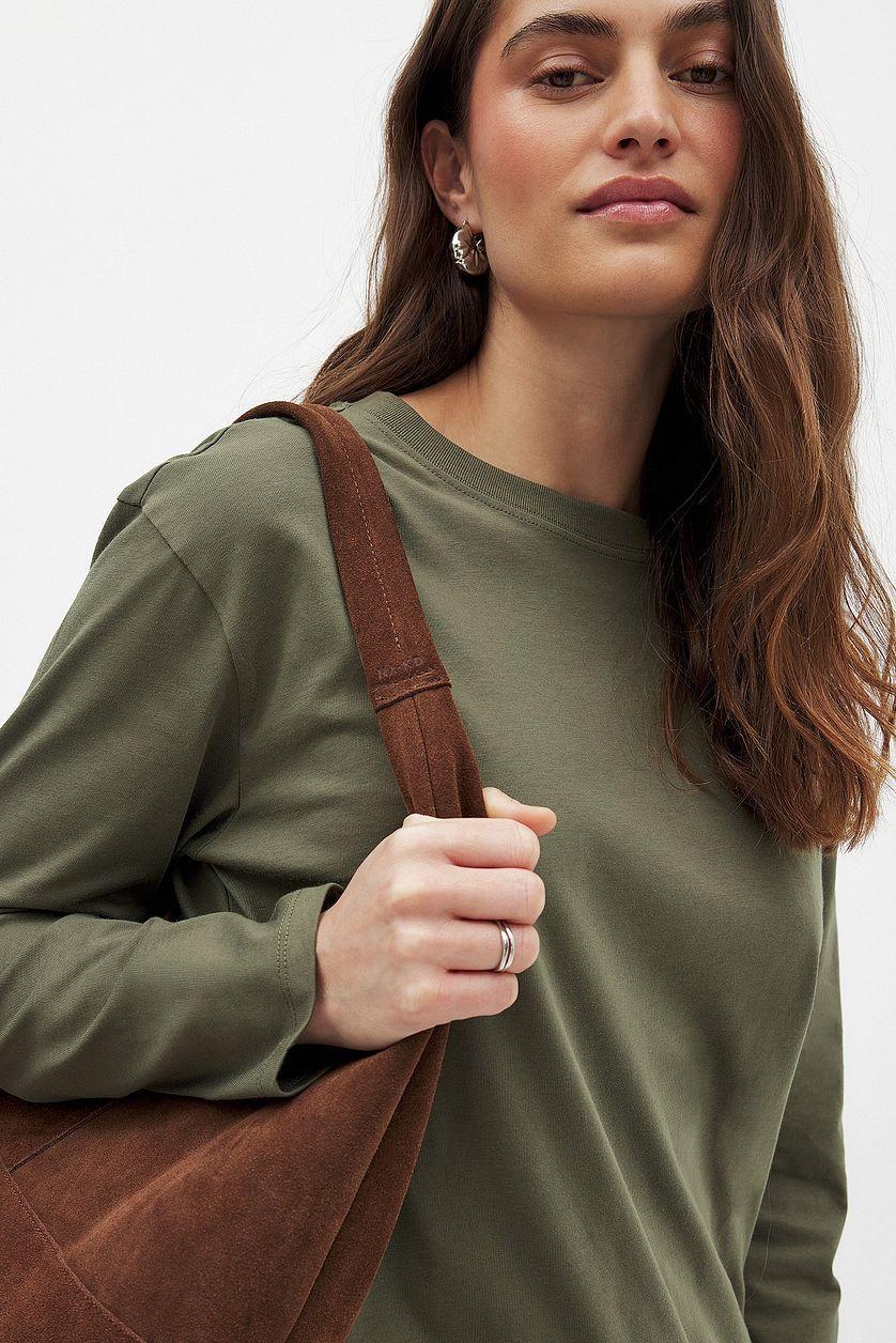 Oversized Long Sleeved Top Green Product Image