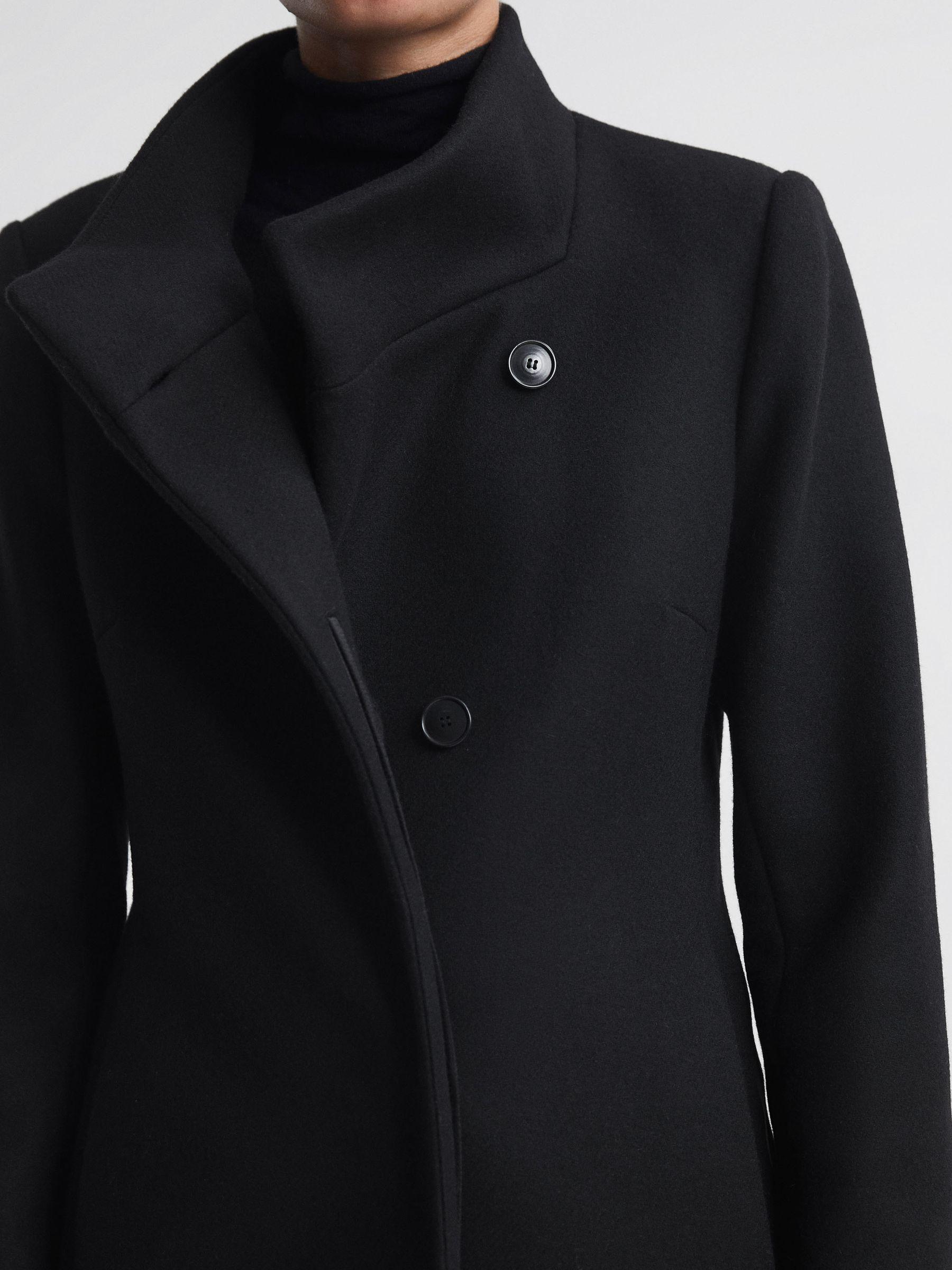 Petite Wool Blend Mid-Length Coat in Black Product Image