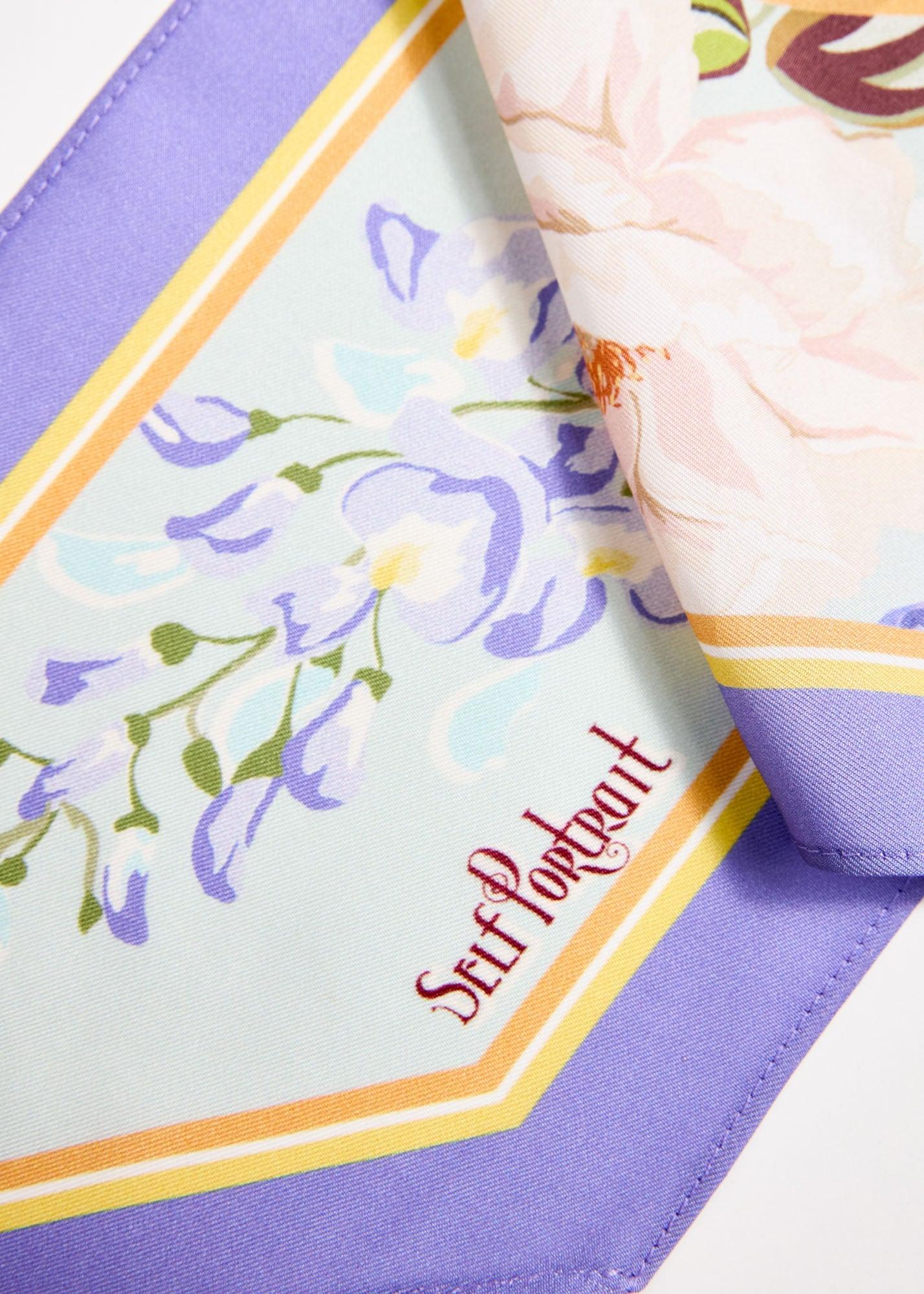 Blue Floral Twill Scarf Product Image