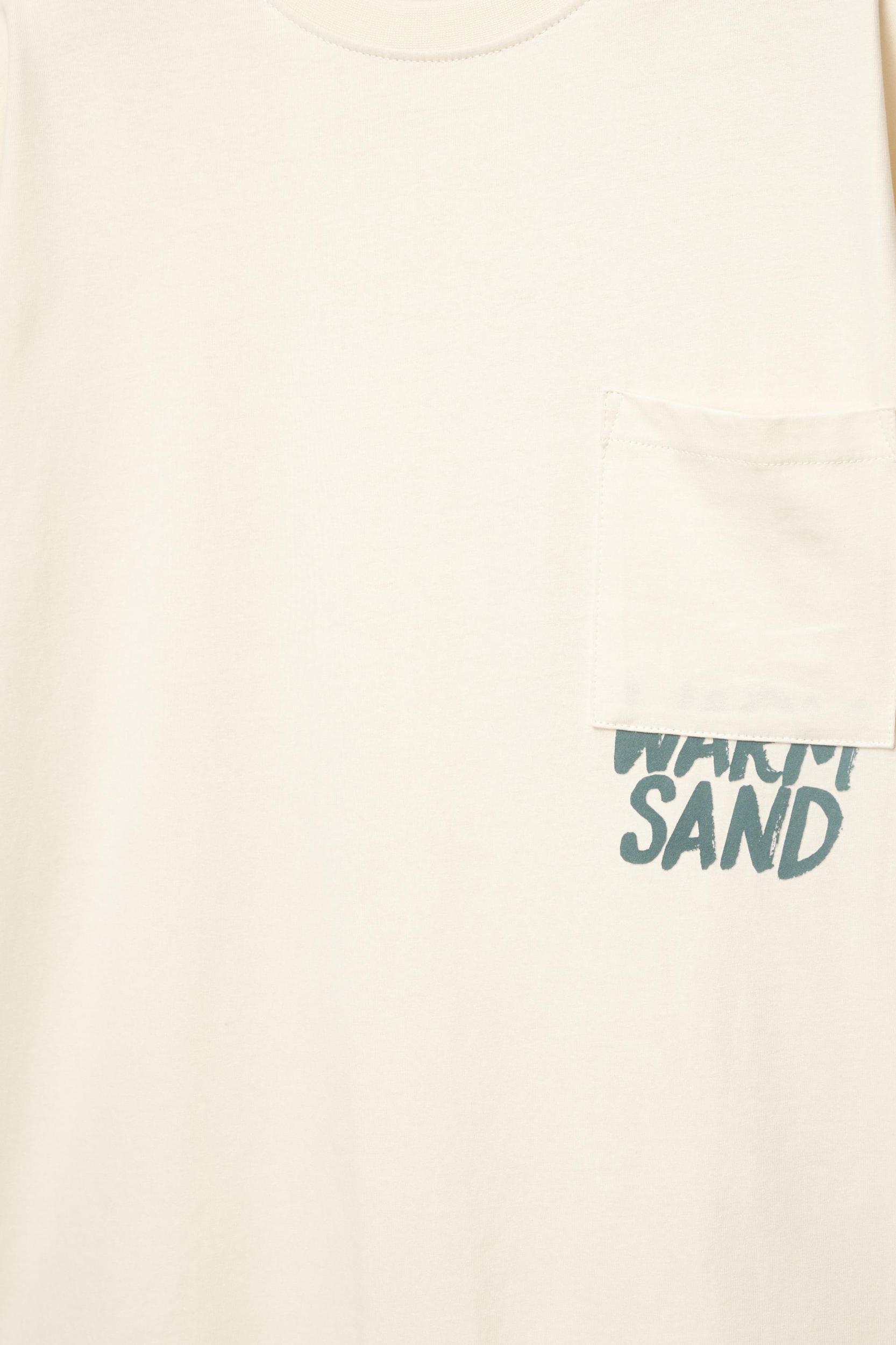 Beige T-shirt with pocket Product Image