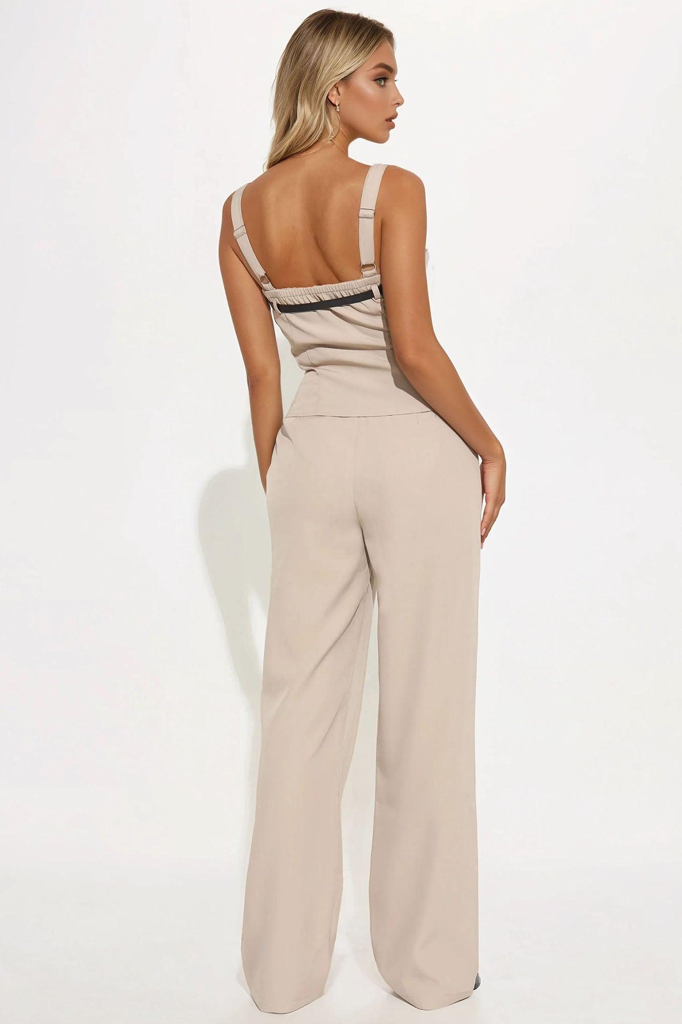 Tiana Vest Pant Set - Taupe Product Image