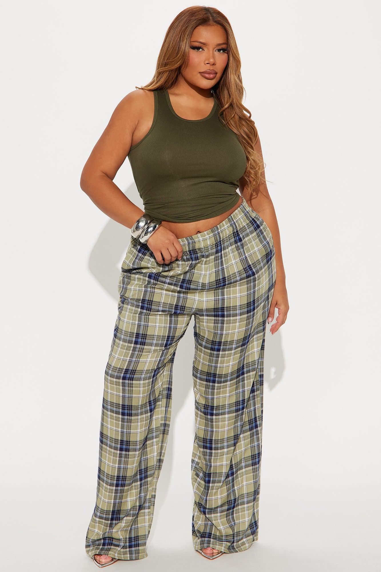 Crazy About You Plaid Boxer Pant - Sage Product Image
