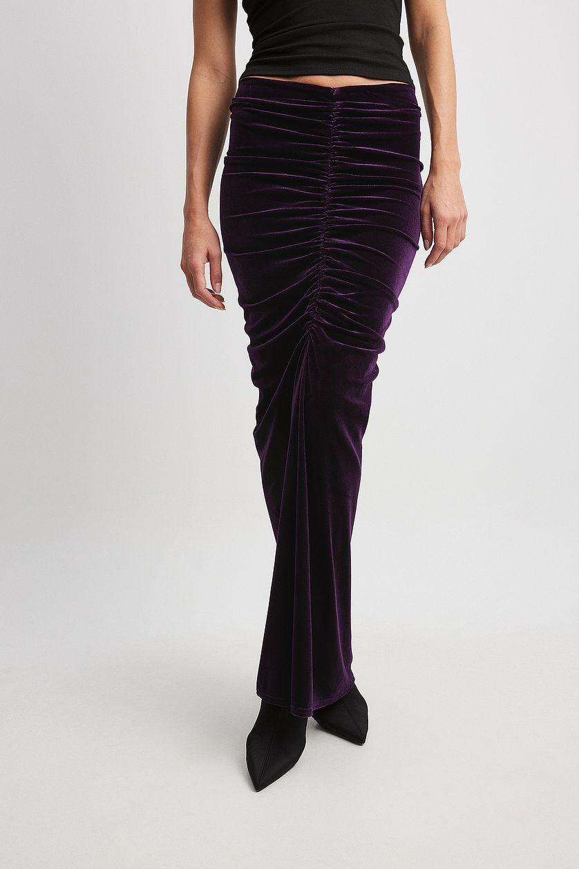 Velvet Rouched Maxi Skirt Product Image