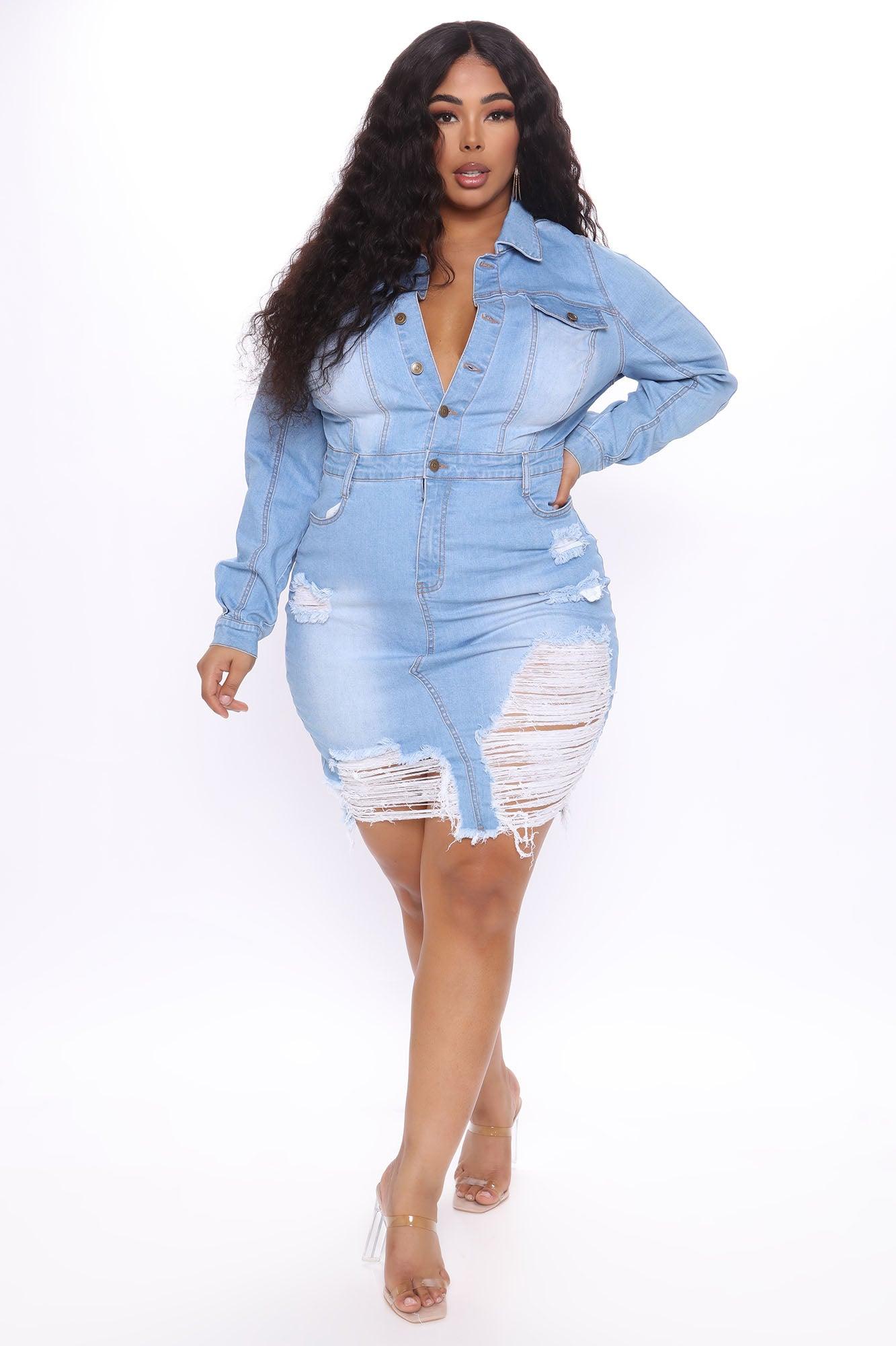 All About It Denim Midi Dress - Light Wash Product Image