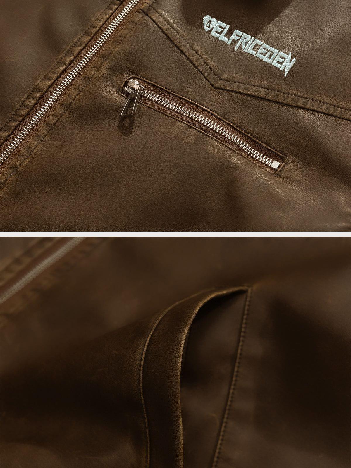 Aelfric Eden Retro Faux Leather Jacket Product Image