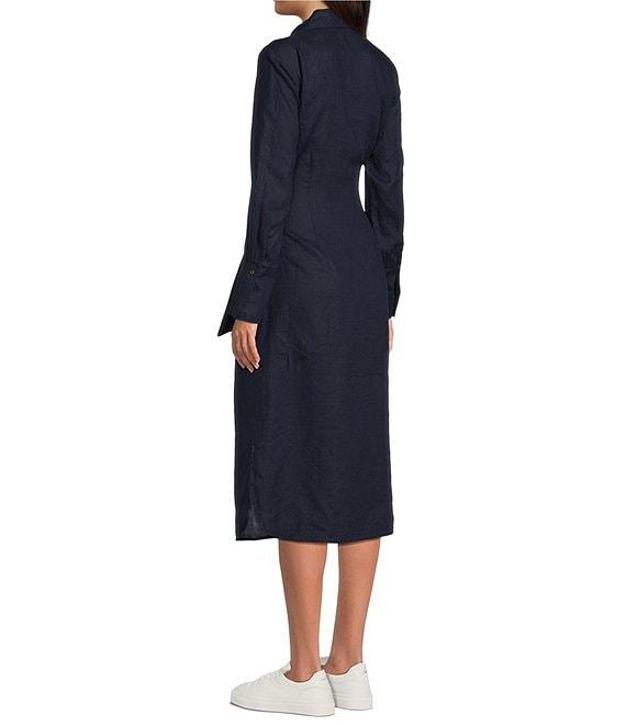 J.McLaughlin Orla Stretch Cotton Point Collar Long Sleeve Belted Midi Shirt Dress Product Image