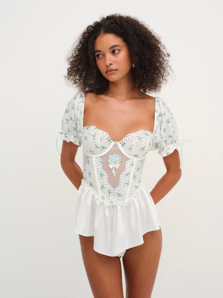 Budding Blossom Sleep Romper — White Product Image