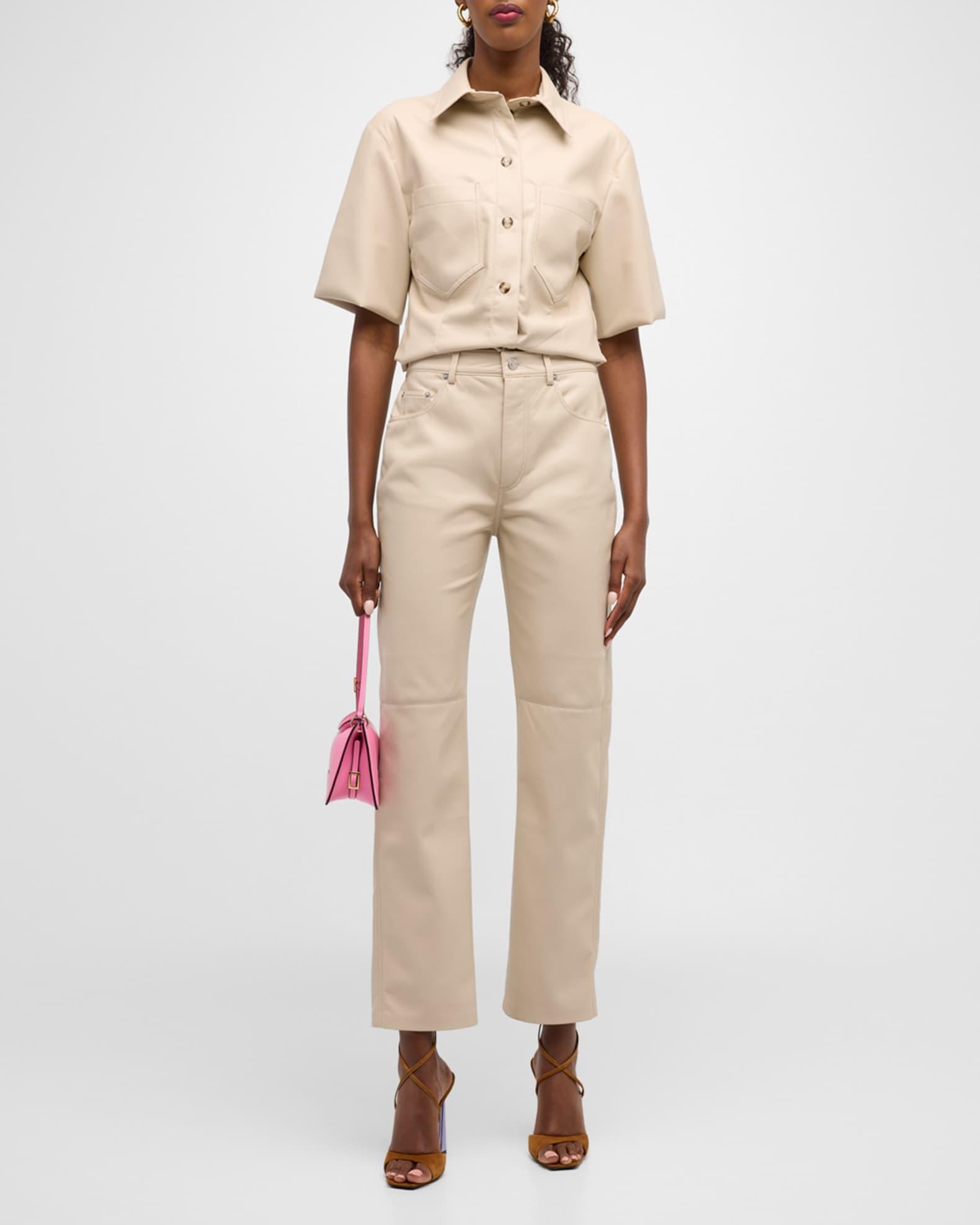 Vinni Straight-Leg Alt-Leather Crop Pants Product Image