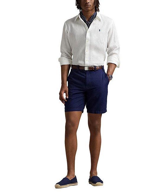 Polo Ralph Lauren Piece Dye Solid Linen Long Sleeve Woven Shirt Product Image