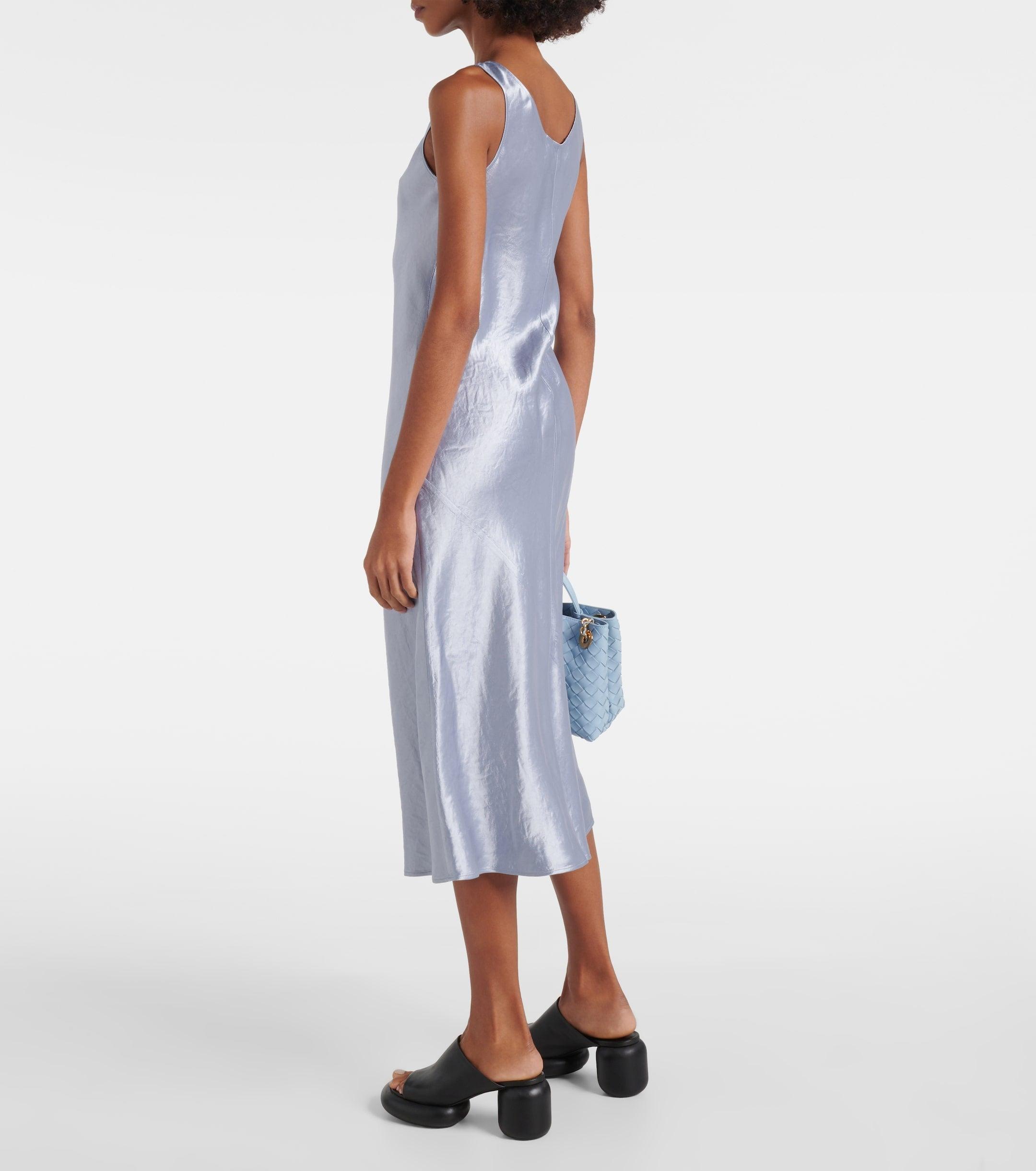 Max Mara Talete Long Technical Satin Dress In Blue Product Image