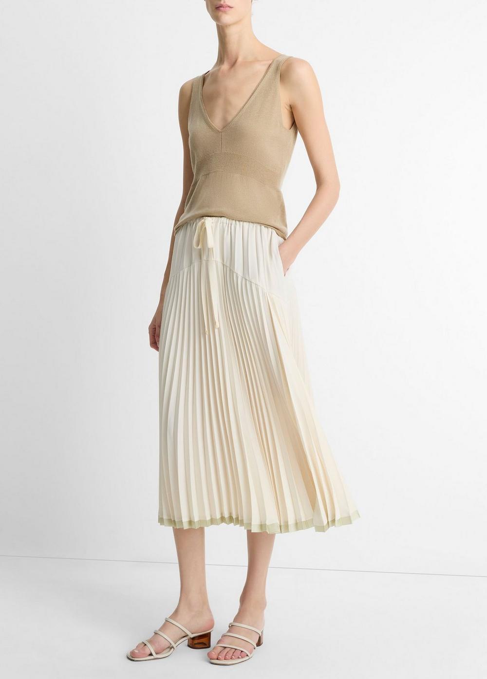 Pleated Satin Tiered Skirt Product Image