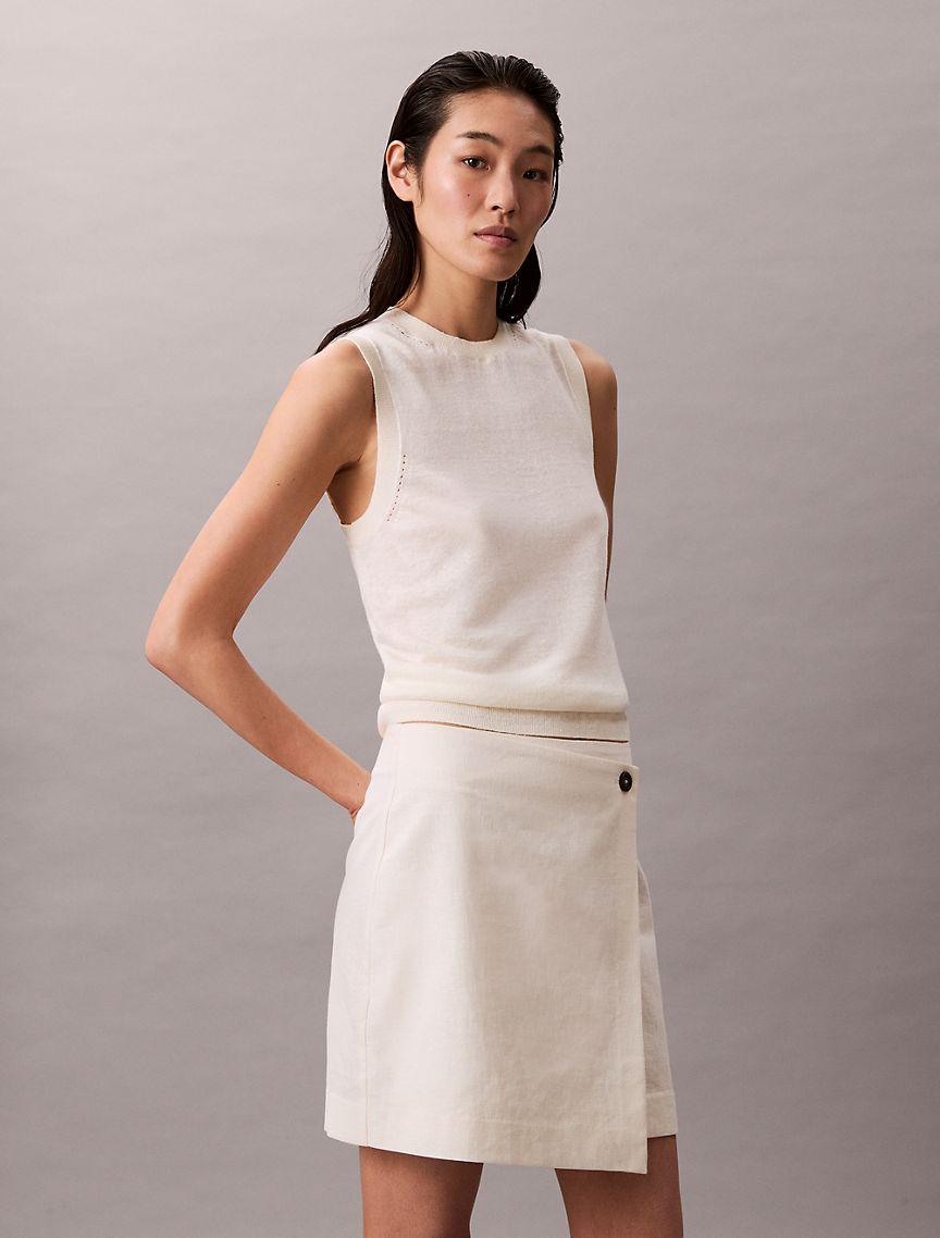 Linen Cotton Blend Asymmetrical Skirt Product Image