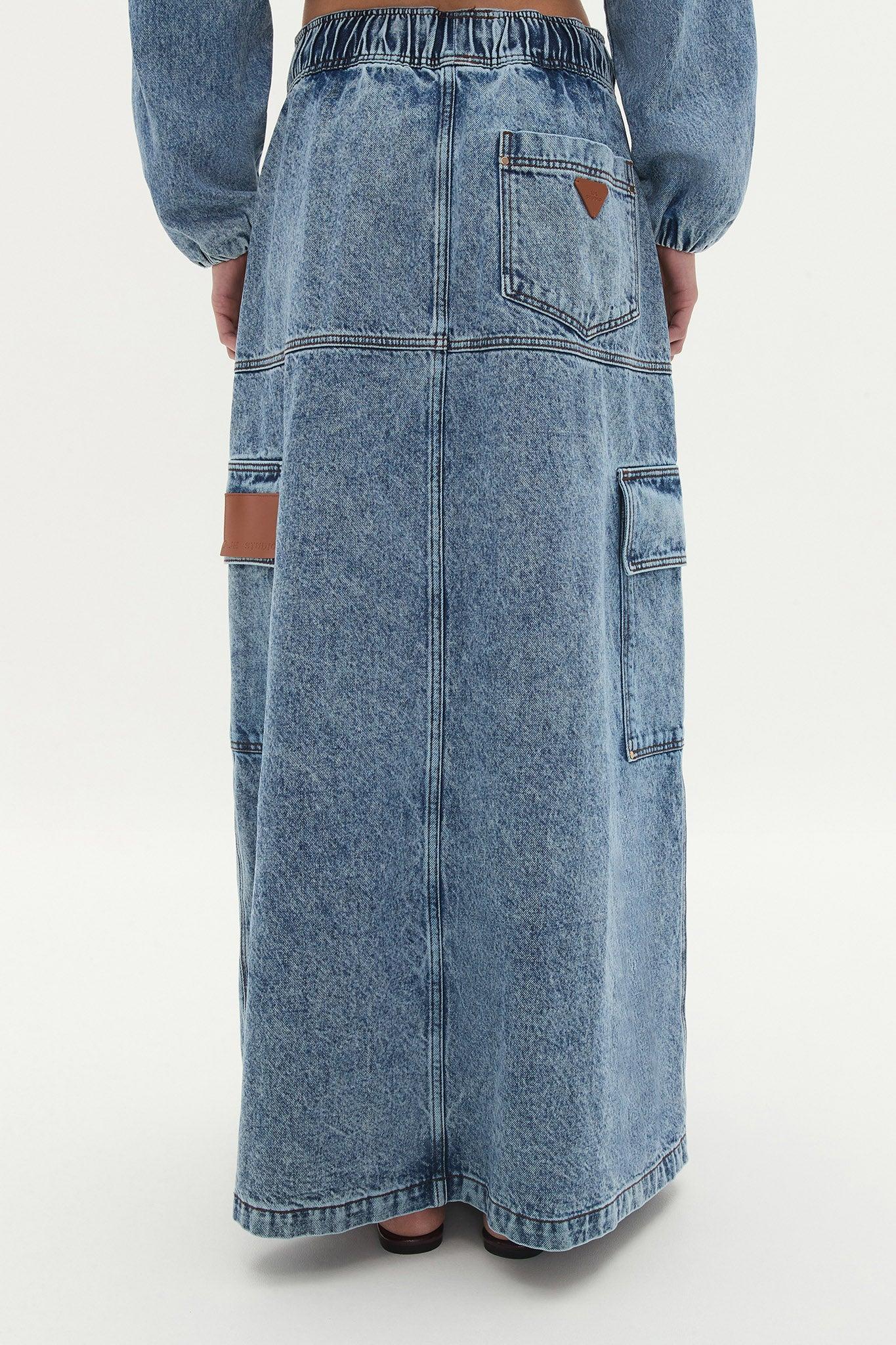 Blues Denim Maxi Skirt Product Image
