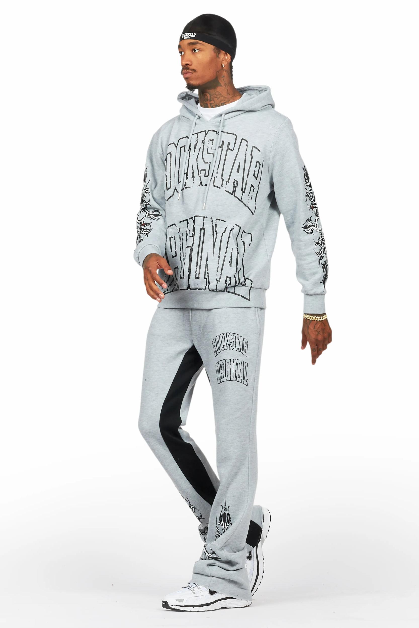 Akio Heather Grey Hoodie/Baggy Track Pant Set Male Product Image