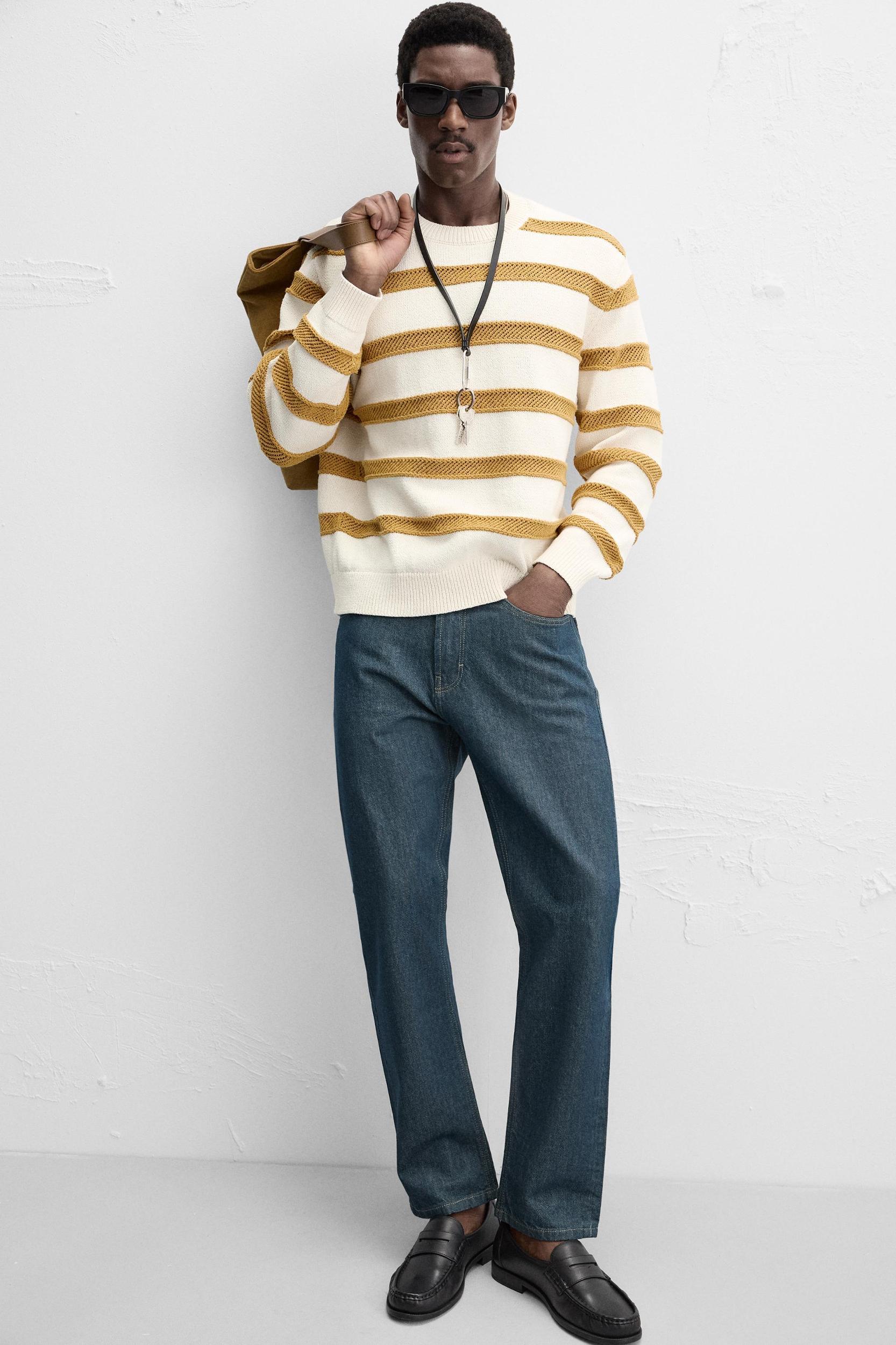 OPENWORK TEXTURED STRIPE SWEATER Product Image