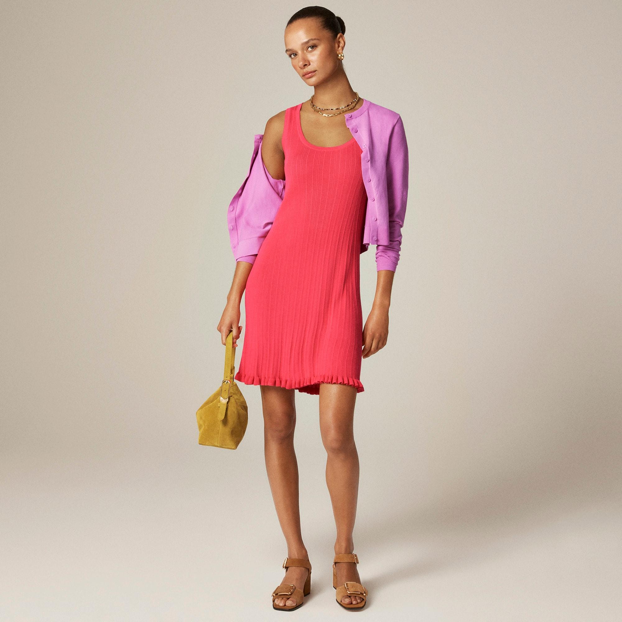 Ruffle-trim sweater-dress in premium ultra-fine cotton Product Image