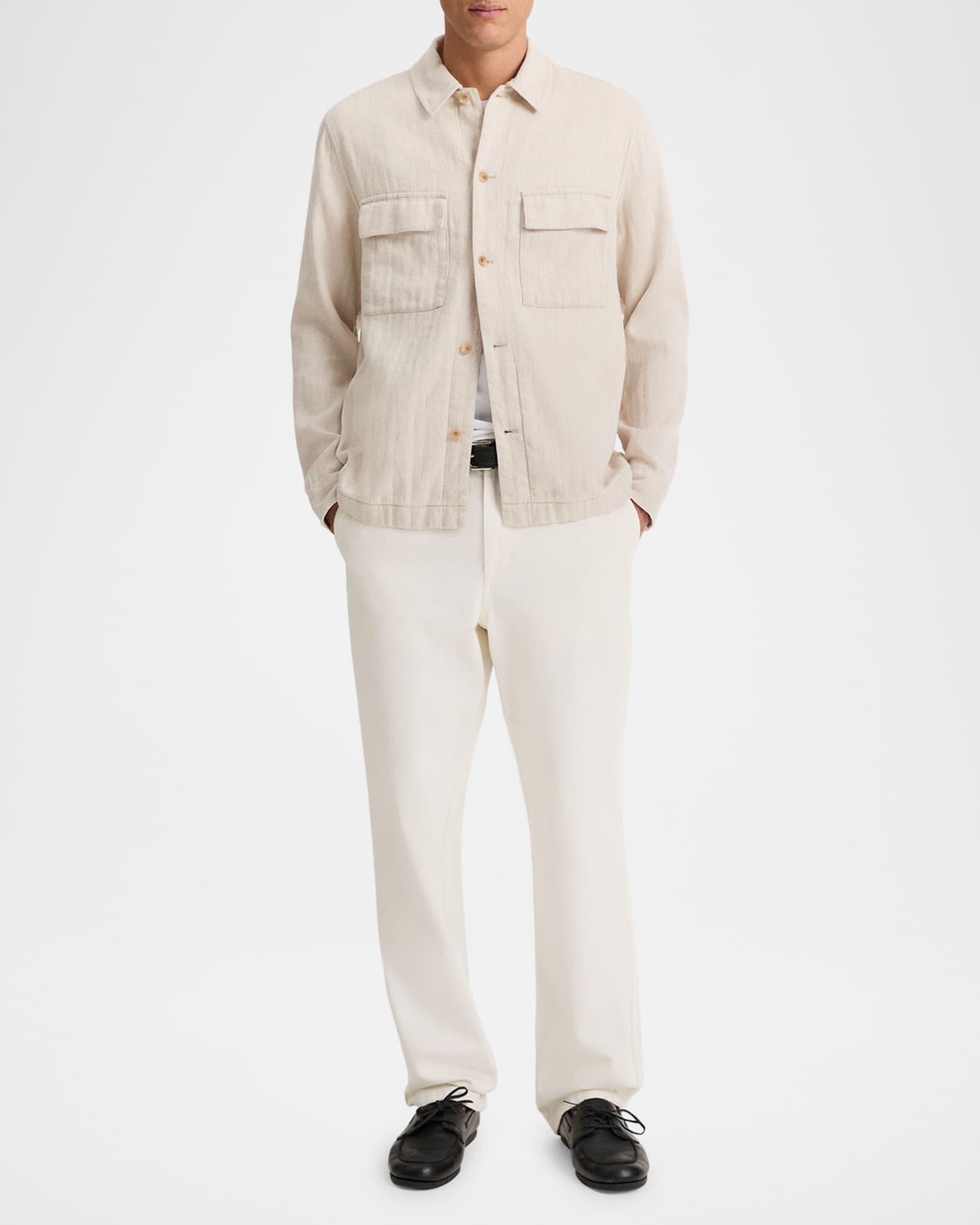 Men's Herringbone Linen and Cotton Shirt Jacket Product Image