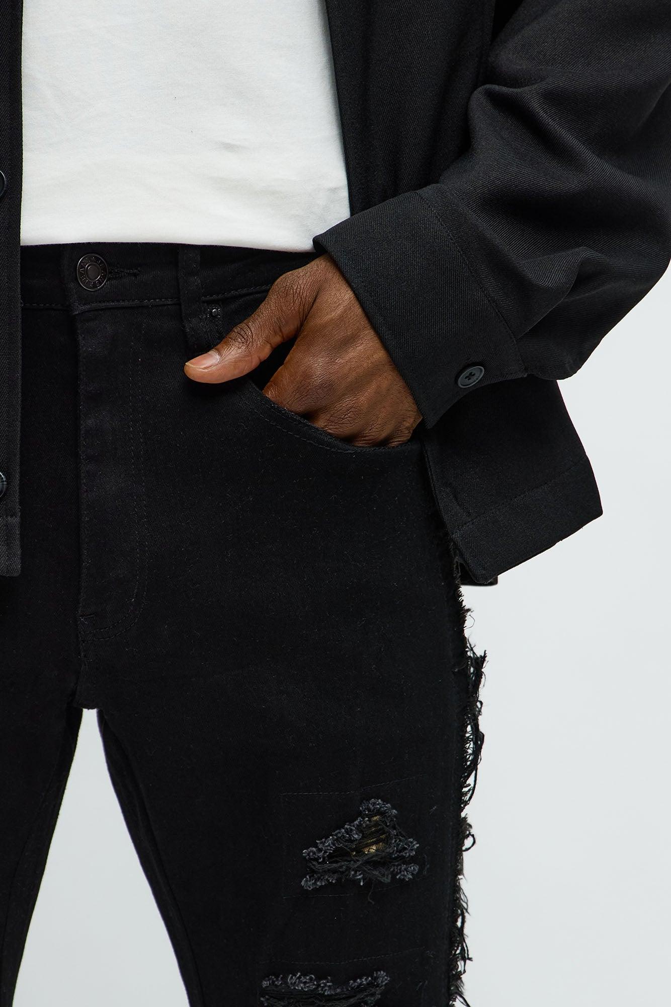 Cover Me Camo Ripped Stacked Skinny Flare Jeans - Black Product Image