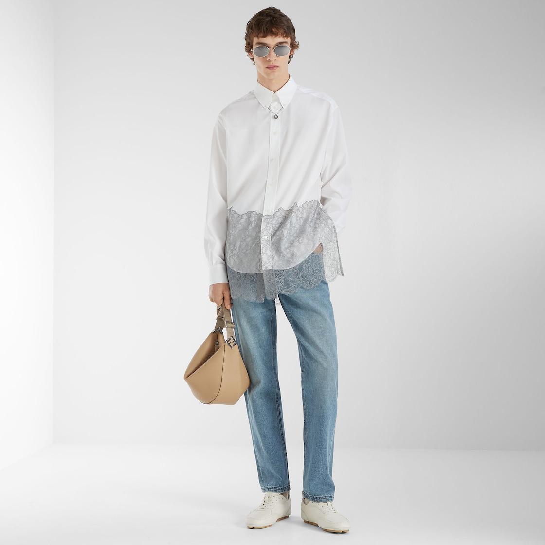 Shirt White cotton and lace shirt Product Image