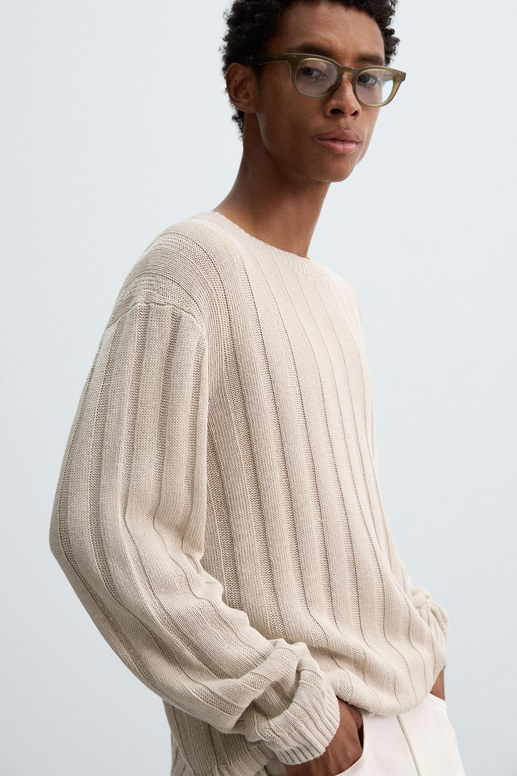 100% LINEN RIBBED SWEATER Product Image