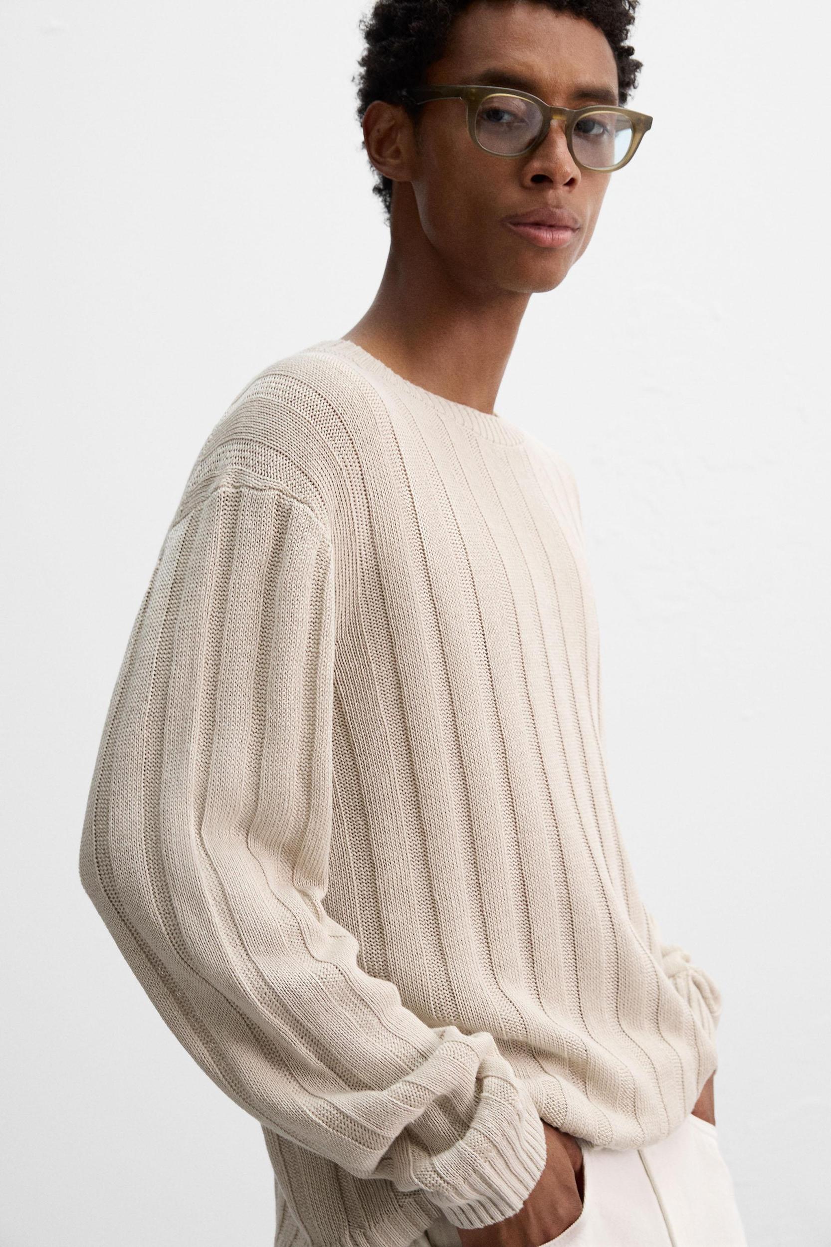100% LINEN RIBBED SWEATER Product Image