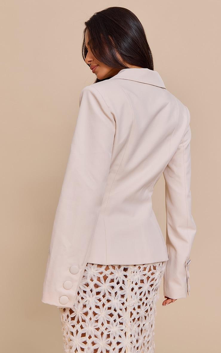 Petite Beige Structured Fitted Blazer Product Image