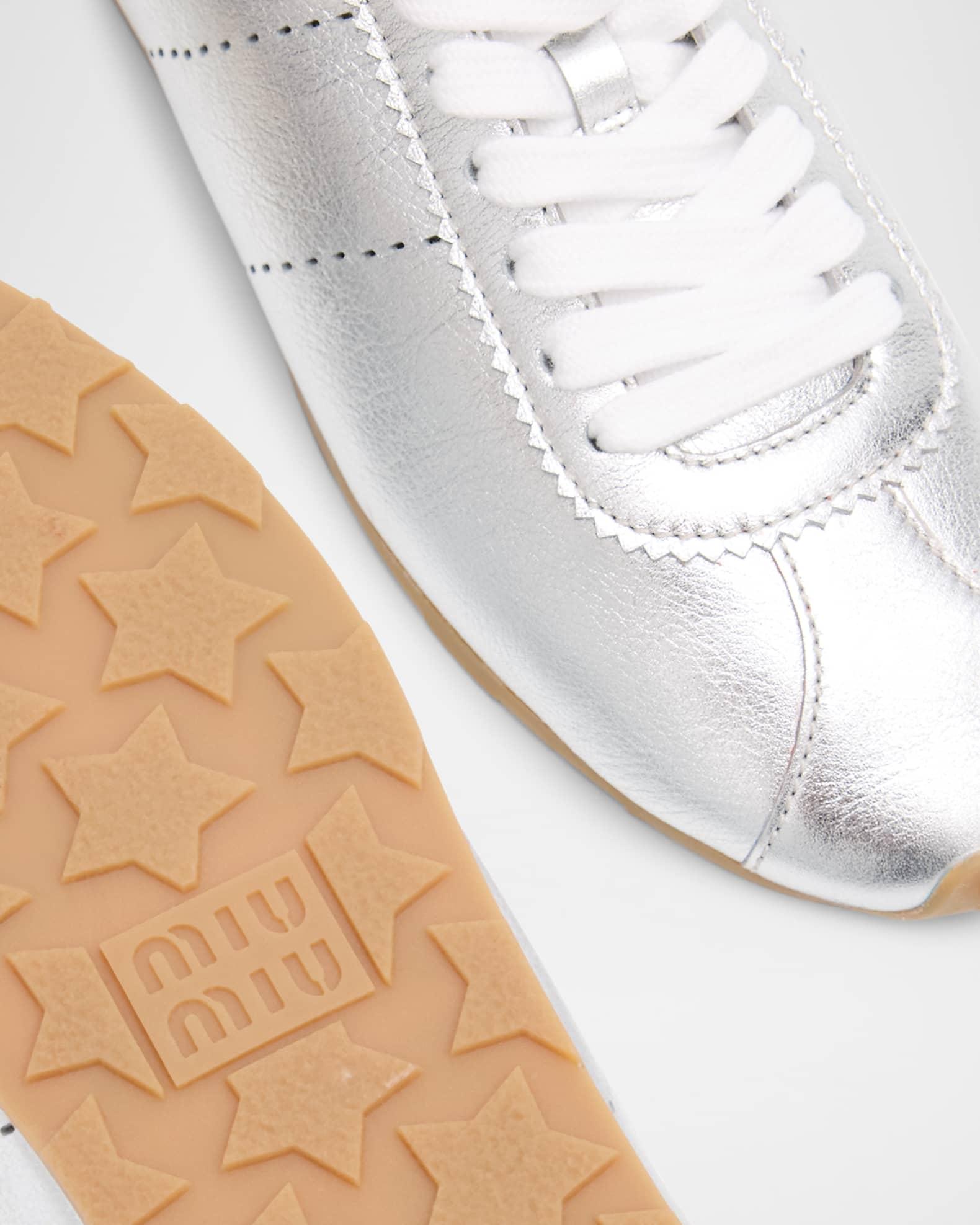 Metallic Leather Retro Runner Sneakers Product Image