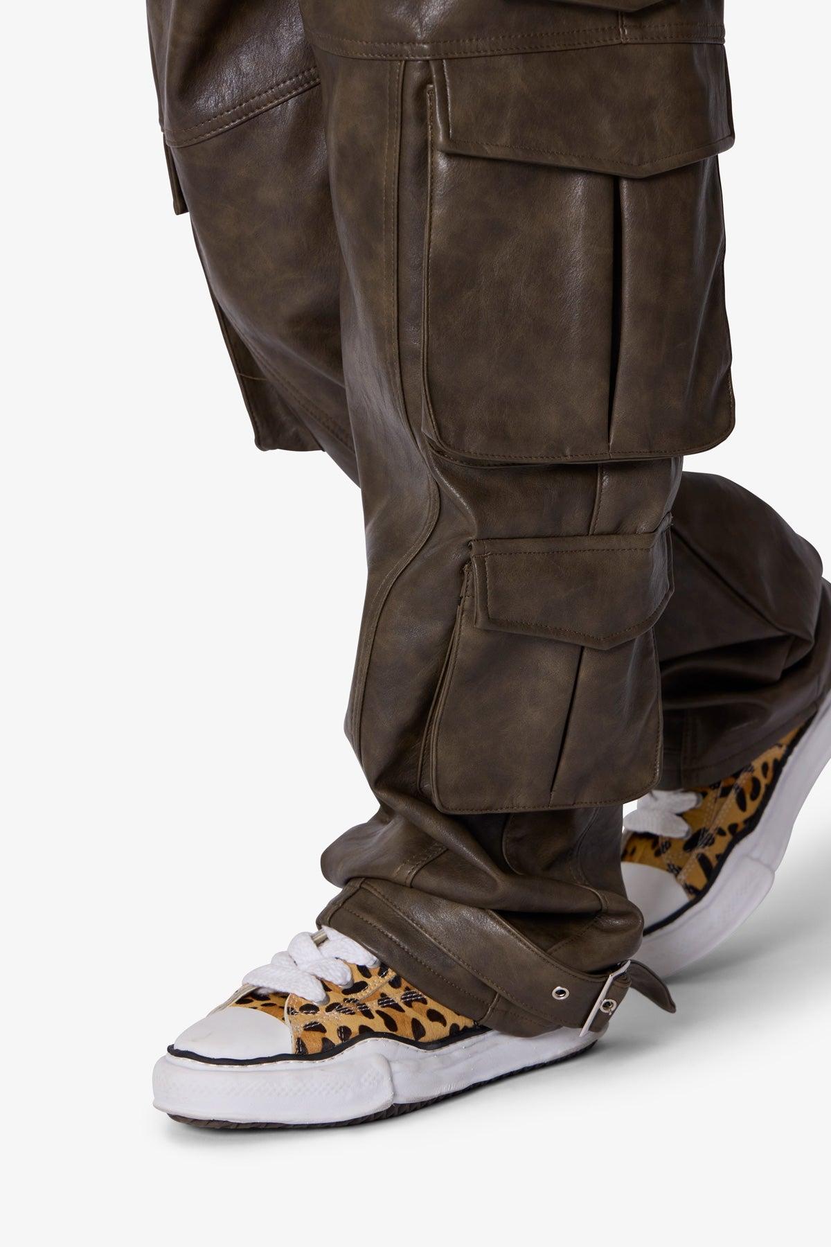 G33 Leather Cargo Pants - Brown Product Image