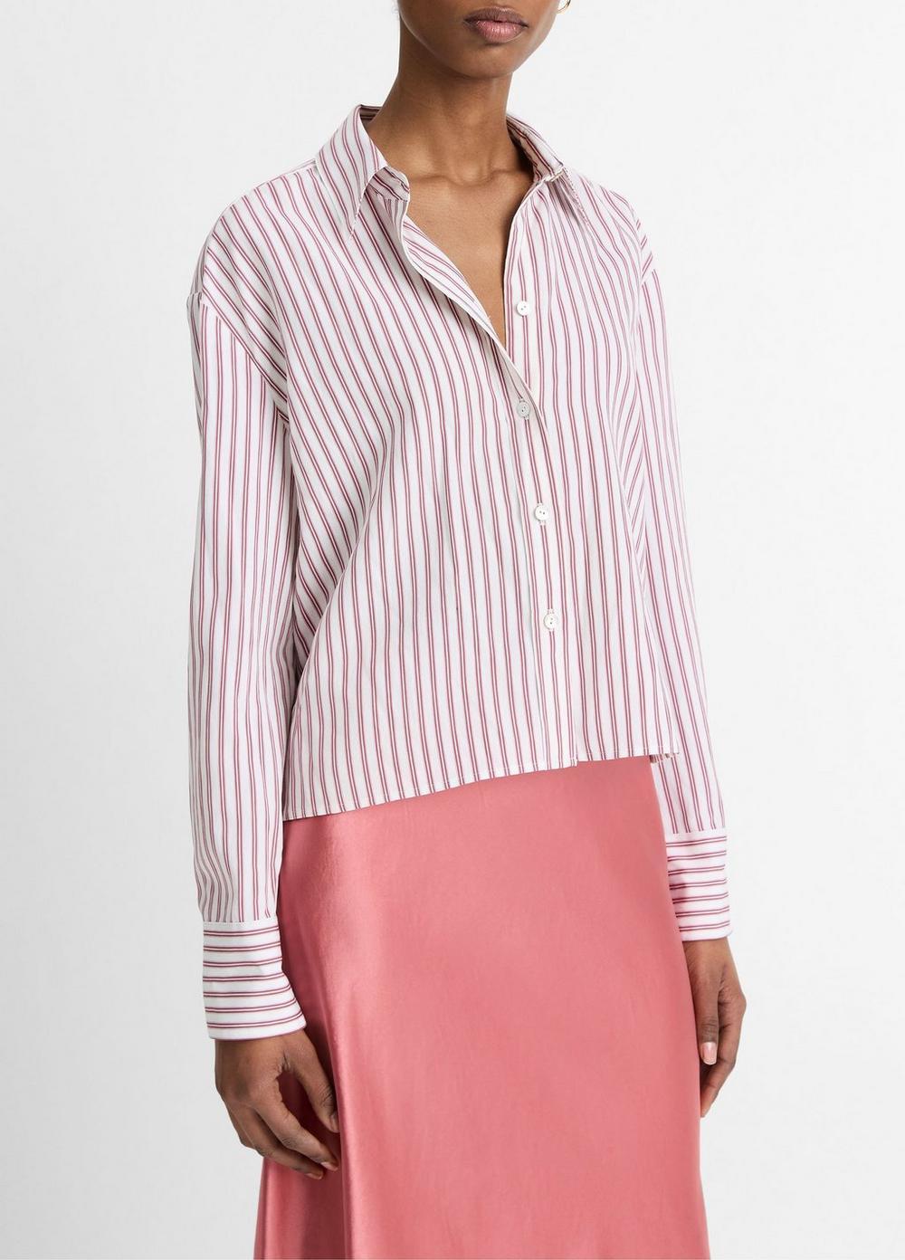 Till Stripe Cropped Button-Front Shirt Product Image