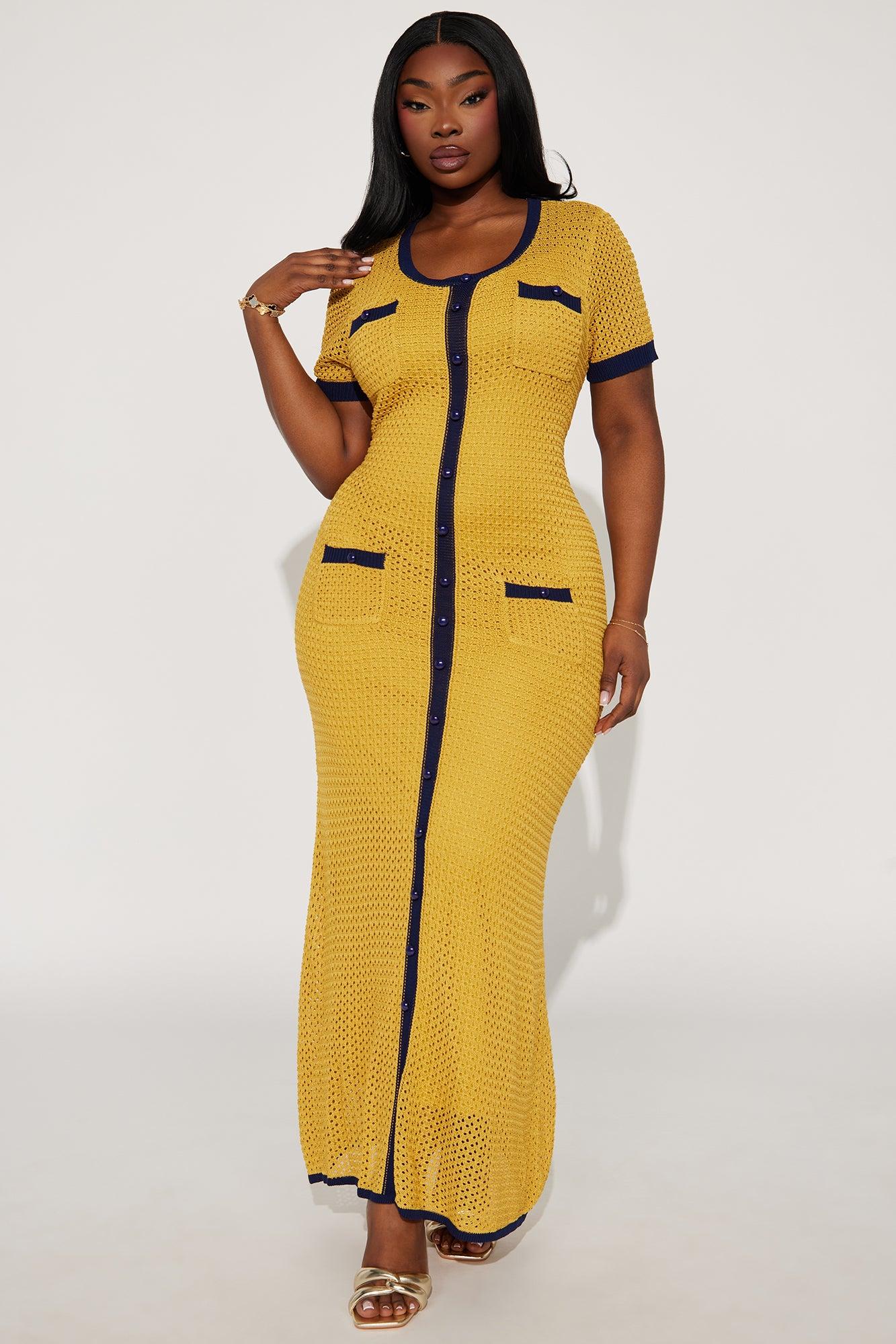 Elena Crochet Maxi Dress - Mustard/combo Product Image