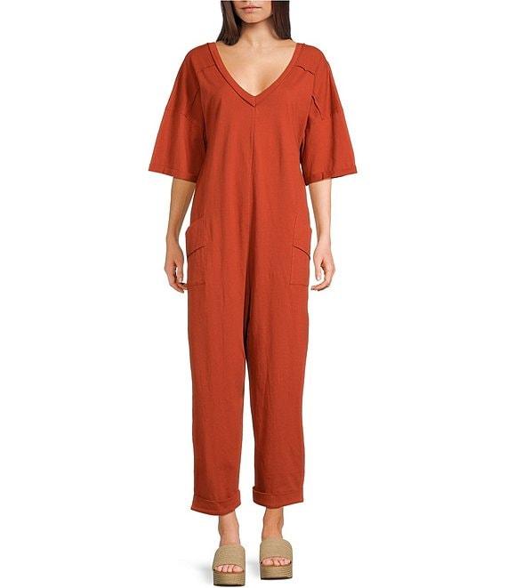 C&V Chelsea & Violet Cotton V-Neck Jumpsuit Product Image