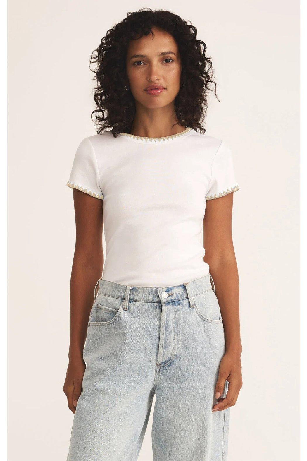 Cassis Rib Tee - White Product Image
