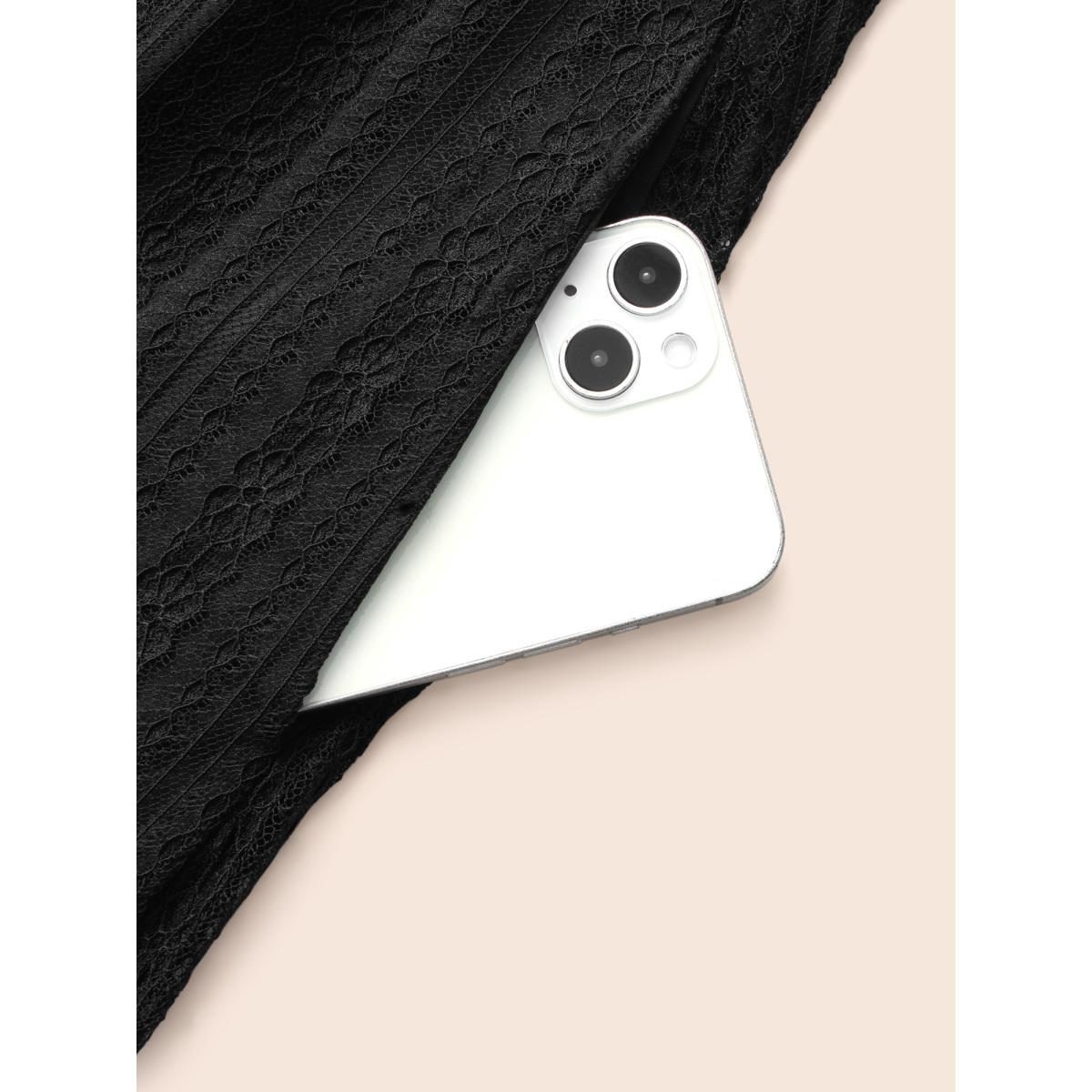 Plus Size Spellbound Halter Neck Sheer Midi Dress Black Women Cocktail Woven ribbon&lace trim Party Curvy Bloomchic 26/4X Product Image