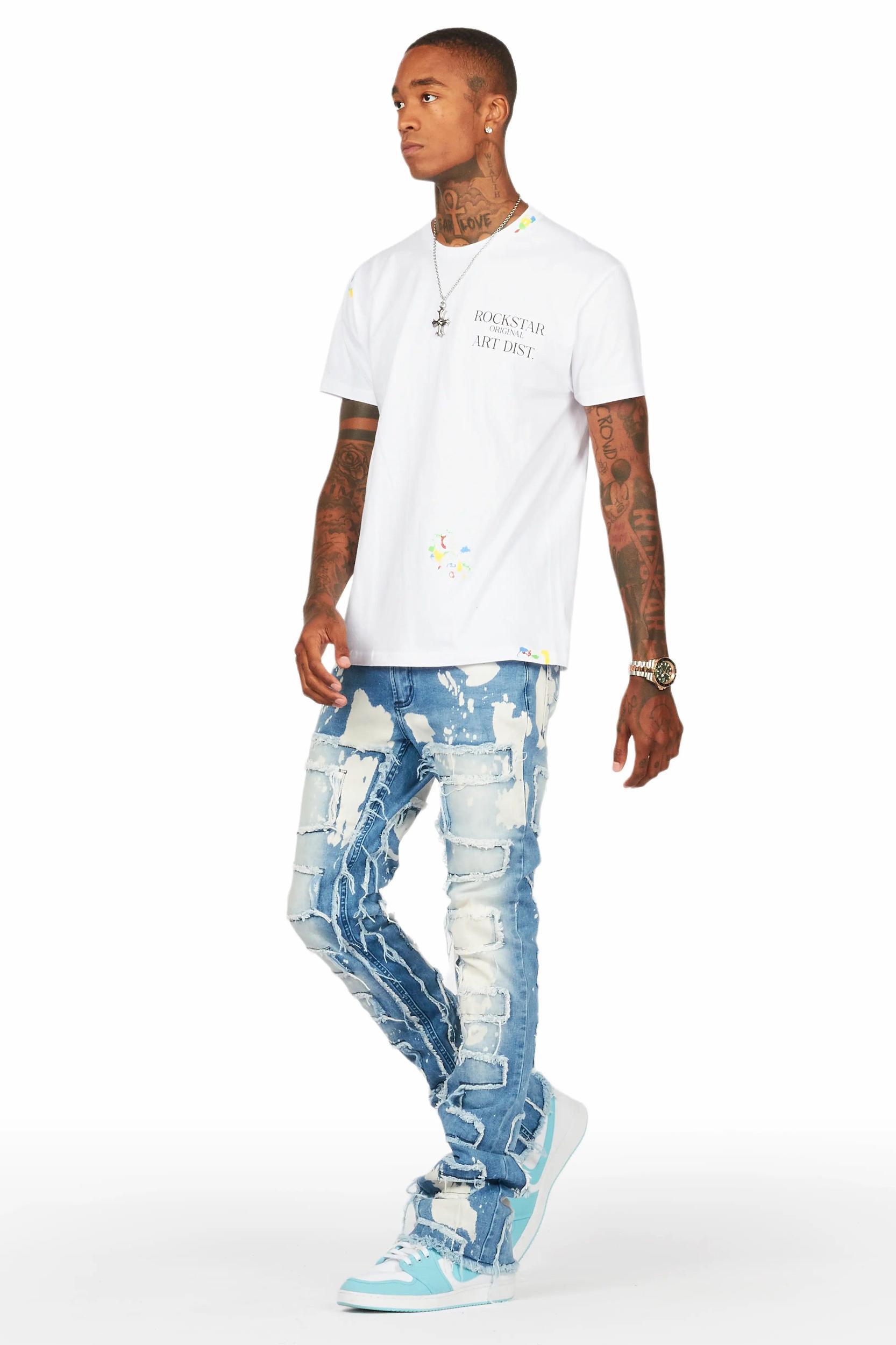 Laban Light Blue Bleach Stacked Flare Jean Male Product Image