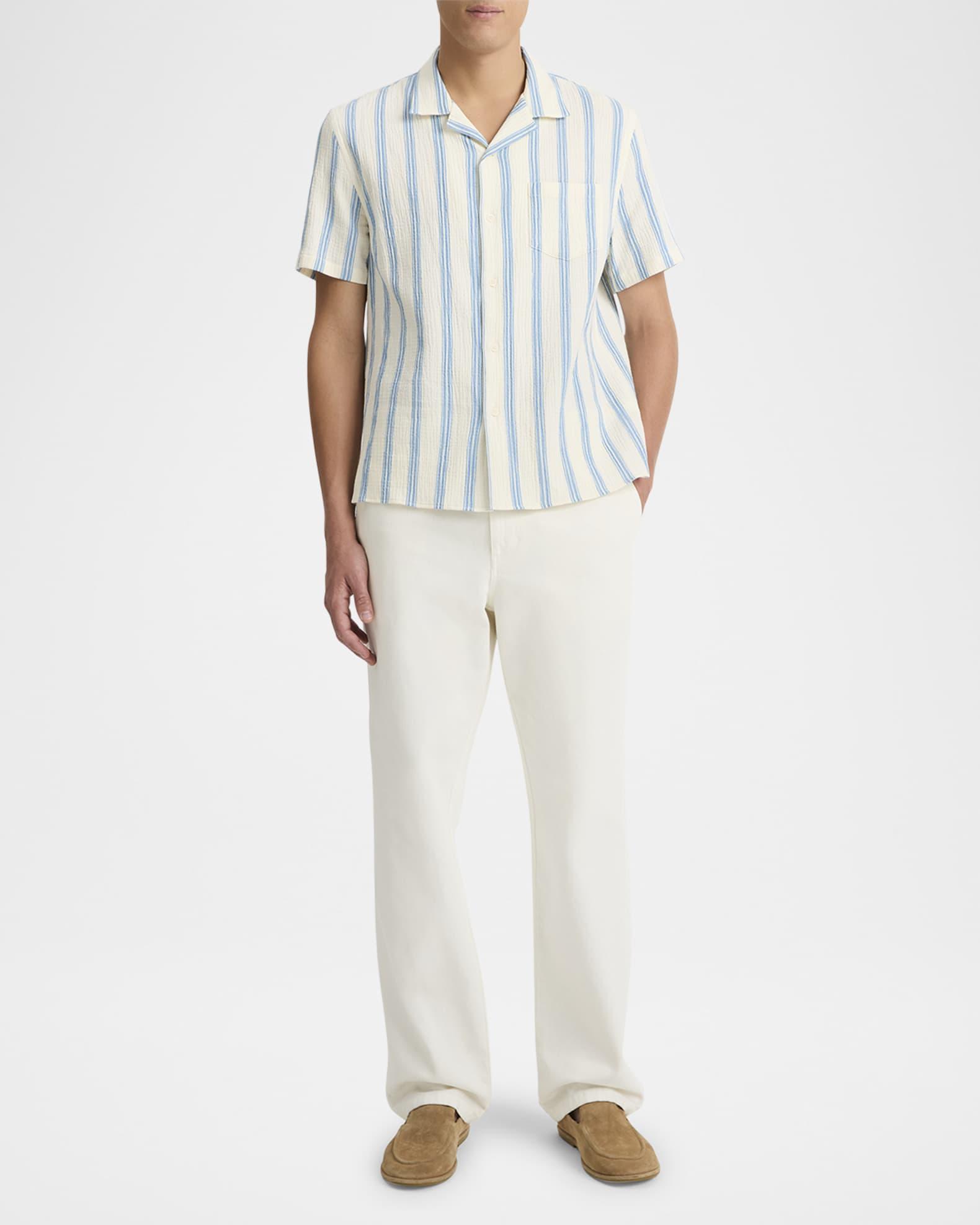 Men's Textured Stripe Italian Cotton Cabana Shirt Product Image