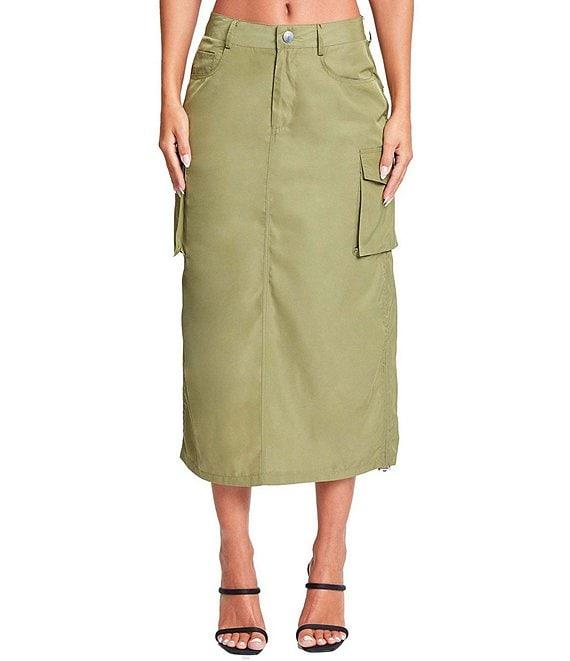 YMI Jeanswear Mid Rise Midi Cargo Skirt Product Image