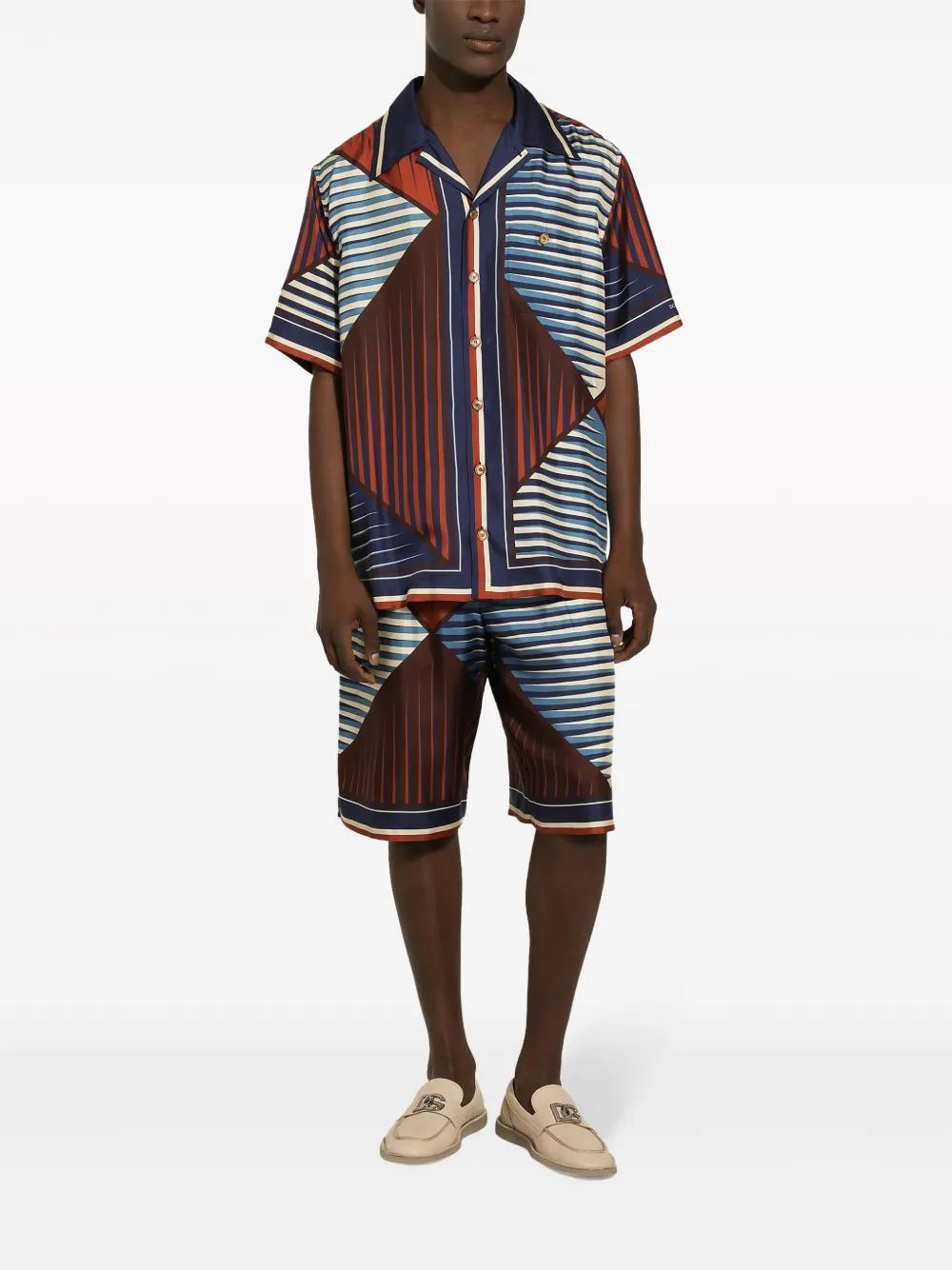 geometric-print silk shirt Product Image