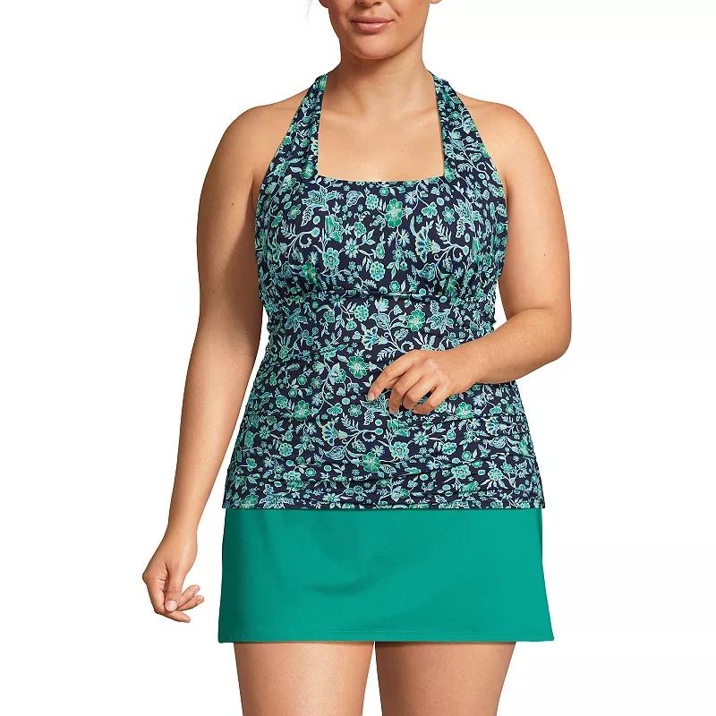 Plus Size Lands' End UPF 50 Squareneck Halter Tankini Swimsuit Top, Women's, Size: 16 W, Strawberry Floral Product Image