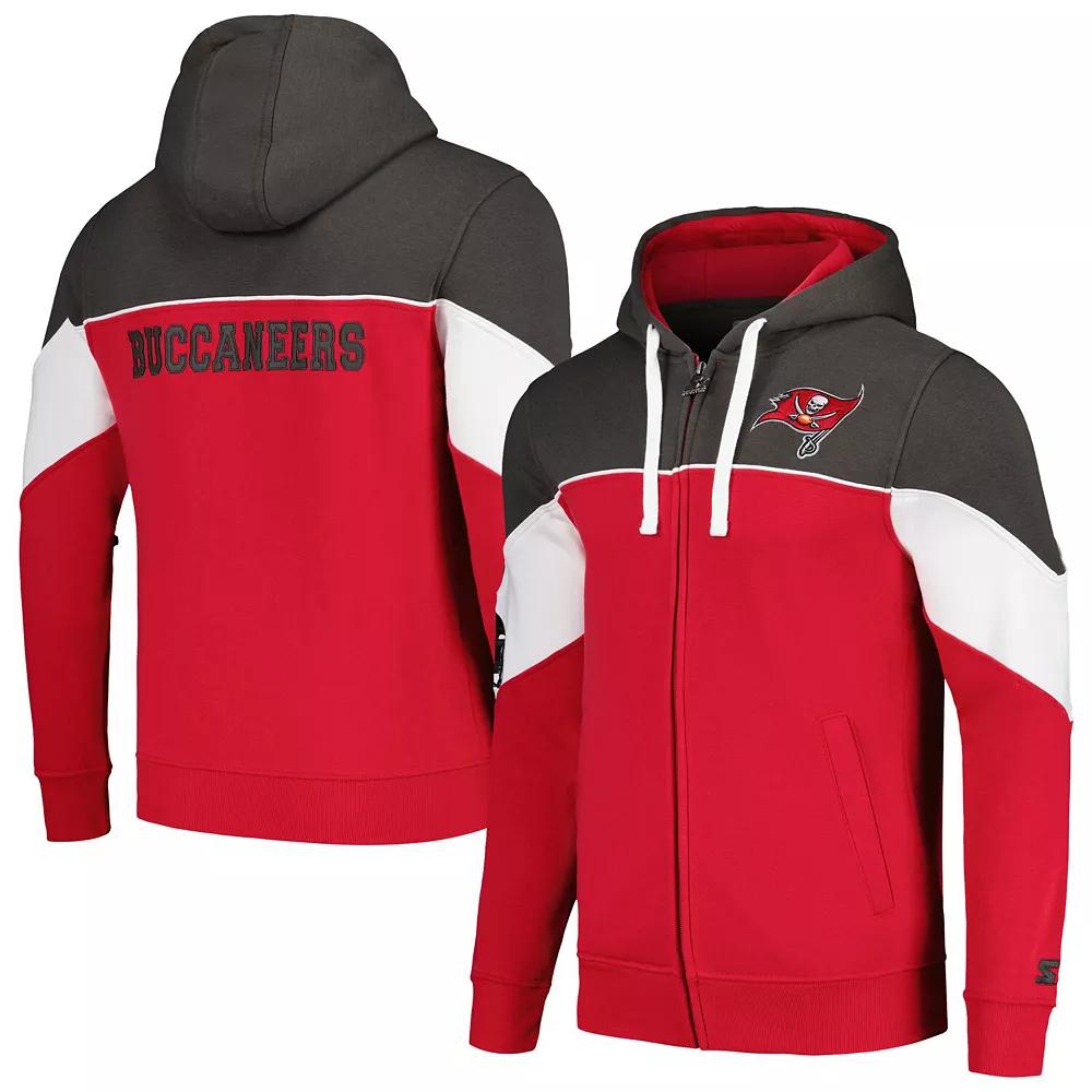 Men's Starter Red/Pewter Tampa Bay Buccaneers Running Back Full-Zip Hoodie, Size: Large Product Image