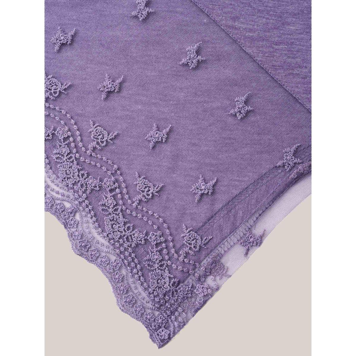 Plus Size Notched Collar Sheer Lace Hi-Low Hem Vest Women Mauve Elegant Patchwork Notched collar Everyday Tank Tops Camis BloomChic 10/M Product Image