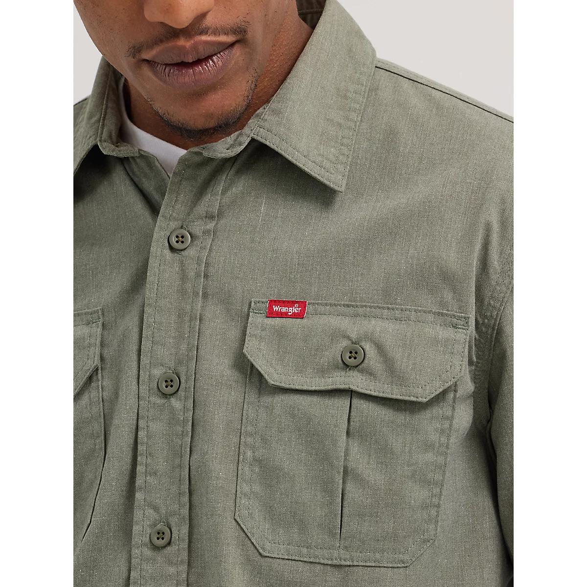 Men's Relaxed Fit Stretch Shirt in Olive Night Heather Product Image