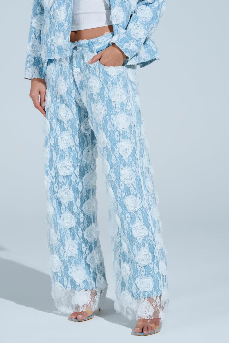 FOLLOW MY LEAD APPLIQUE WIDE LEG DENIM Product Image